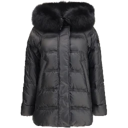 Black Polyester Full-Length Jacket