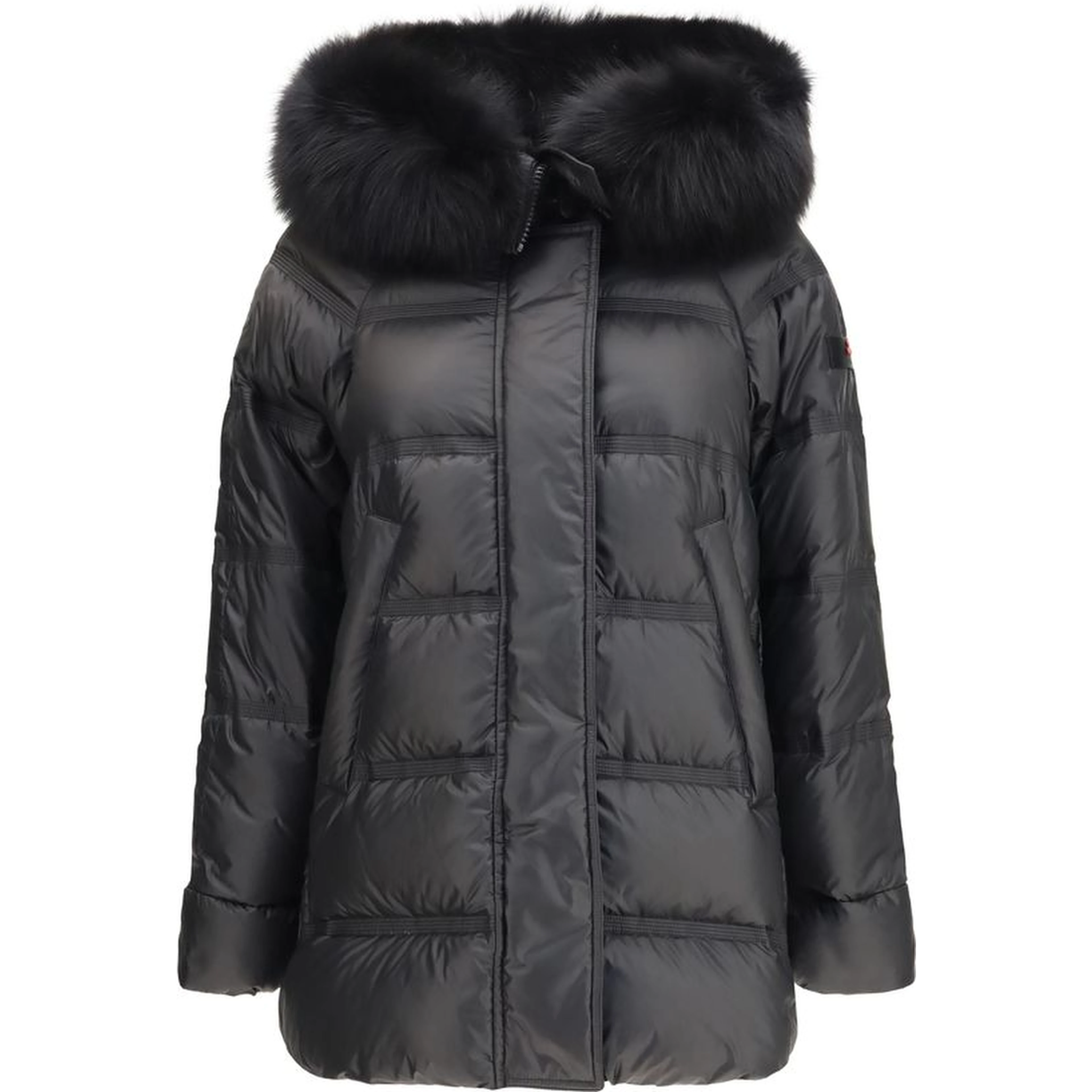 Black Polyester Full-Length Jacket