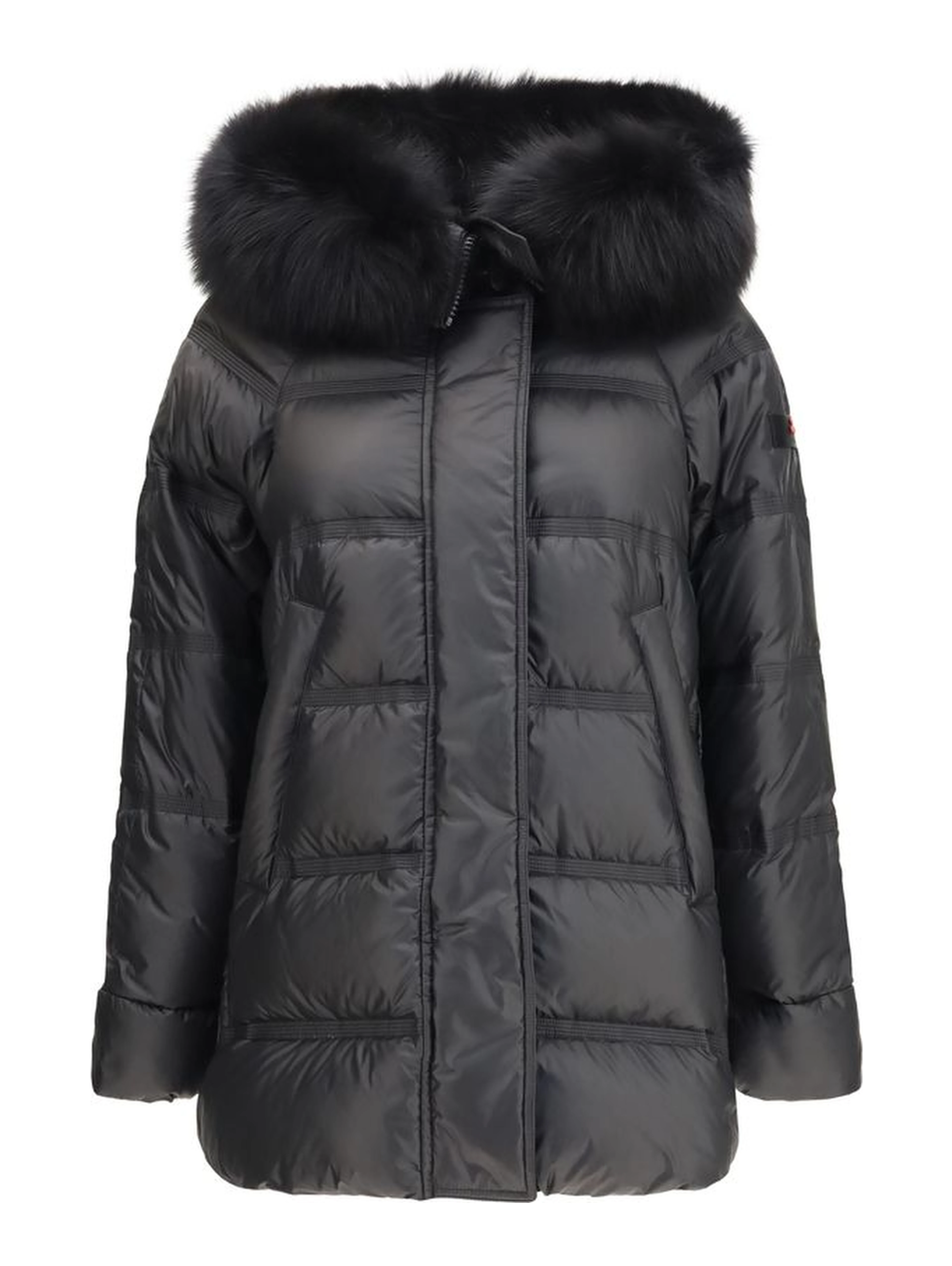 Black Polyester Full-Length Jacket