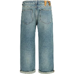 Blue Cotton Boyfriend Jeans