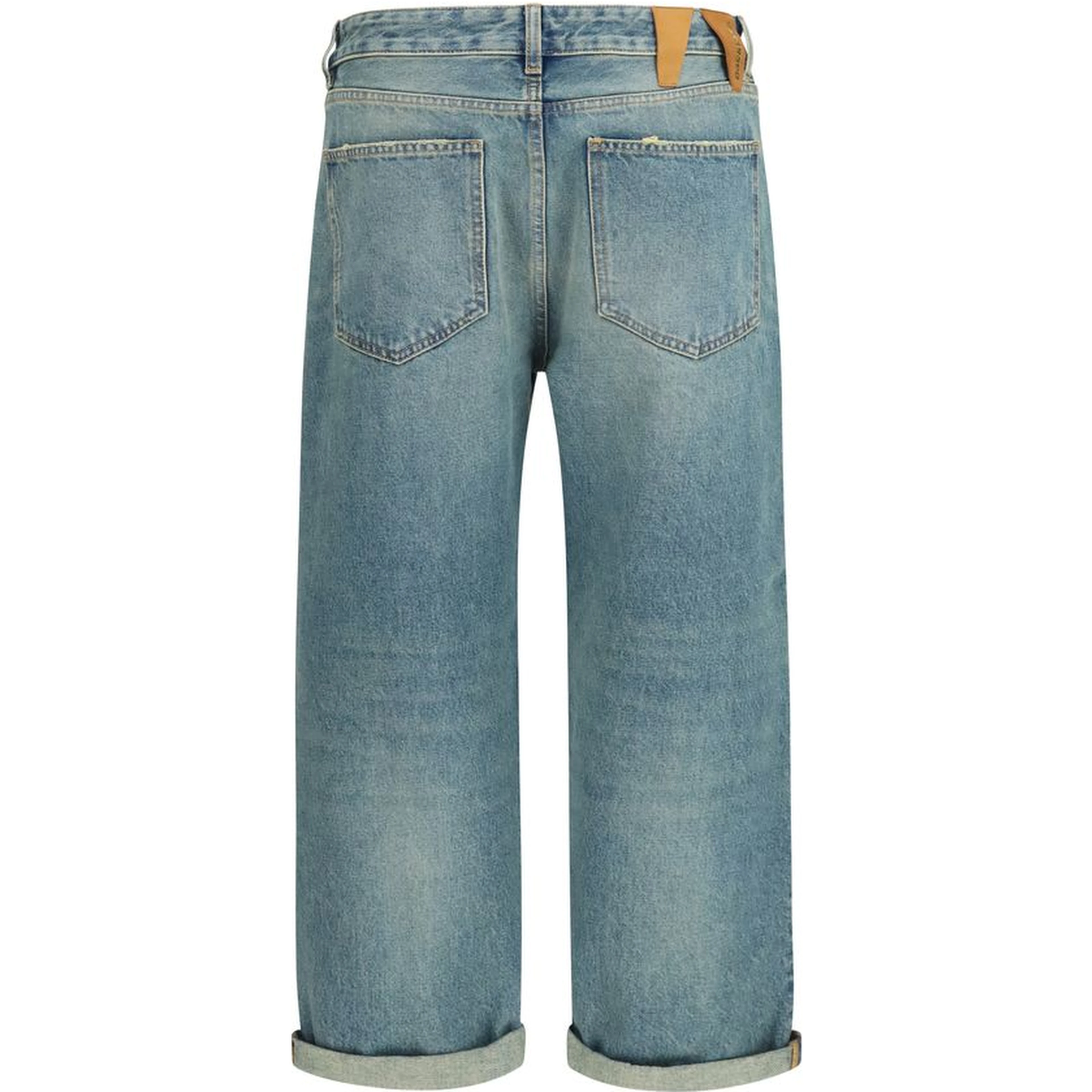 Blue Cotton Boyfriend Jeans