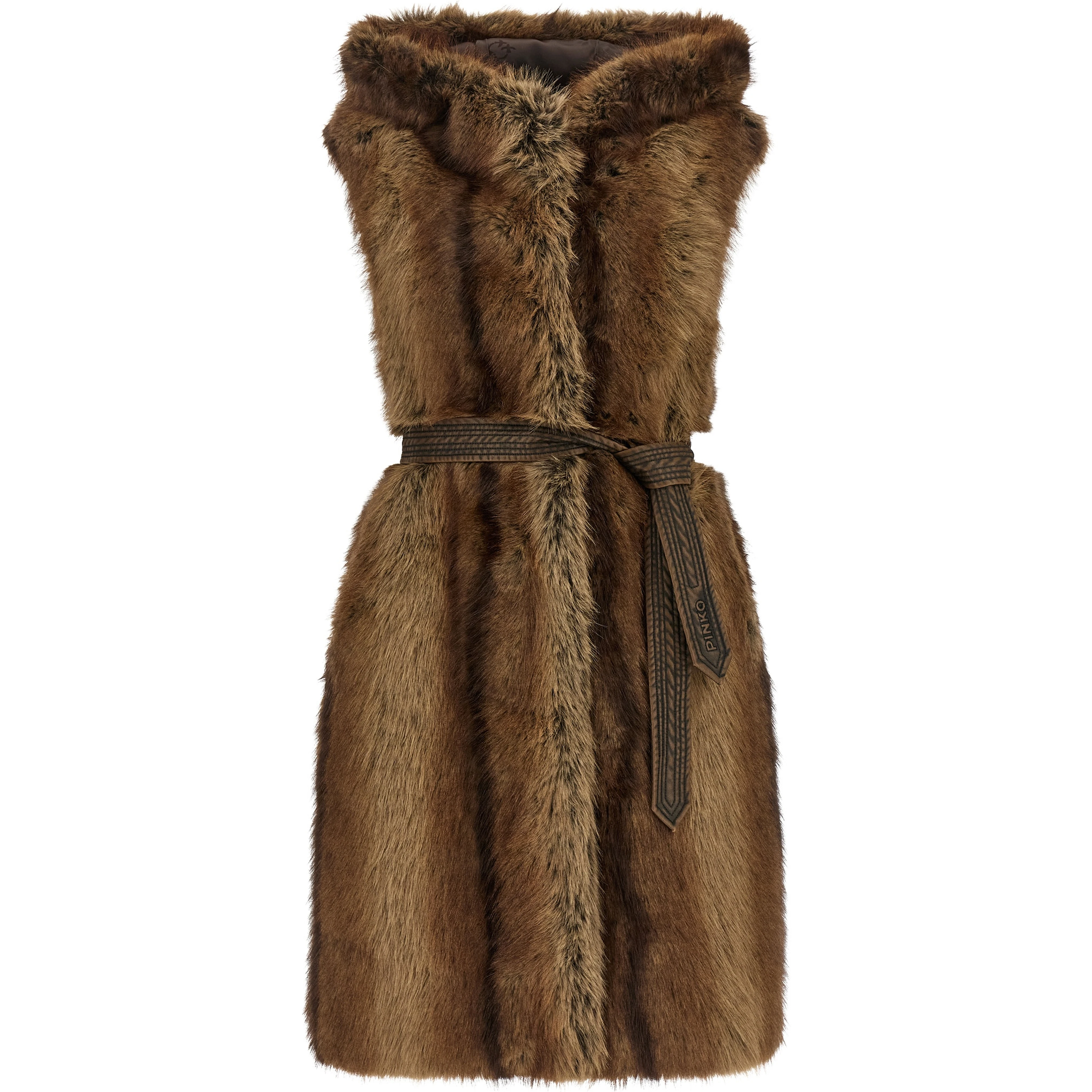Brown Polyester Sleeveless Jacket