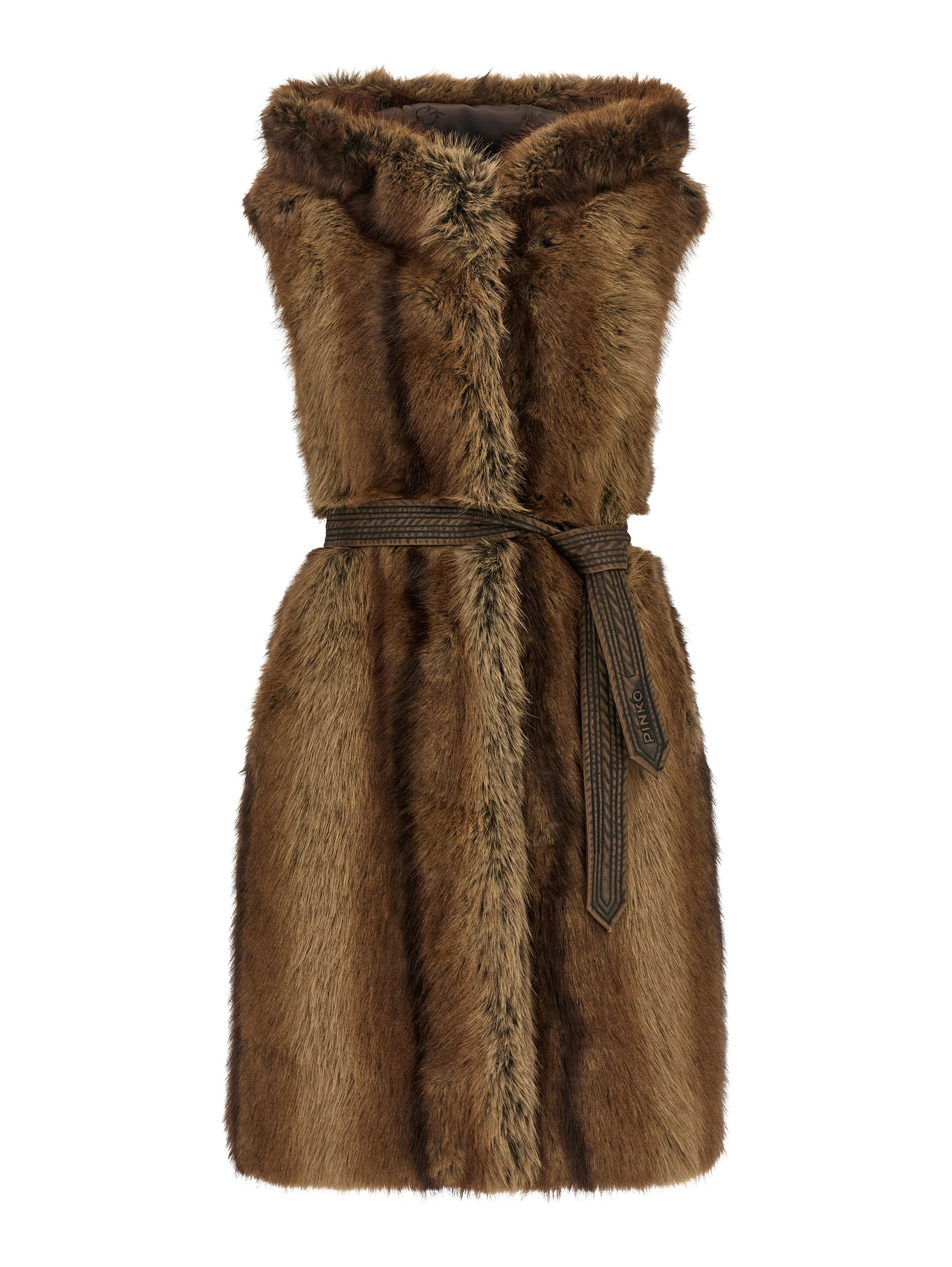 Brown Polyester Sleeveless Jacket