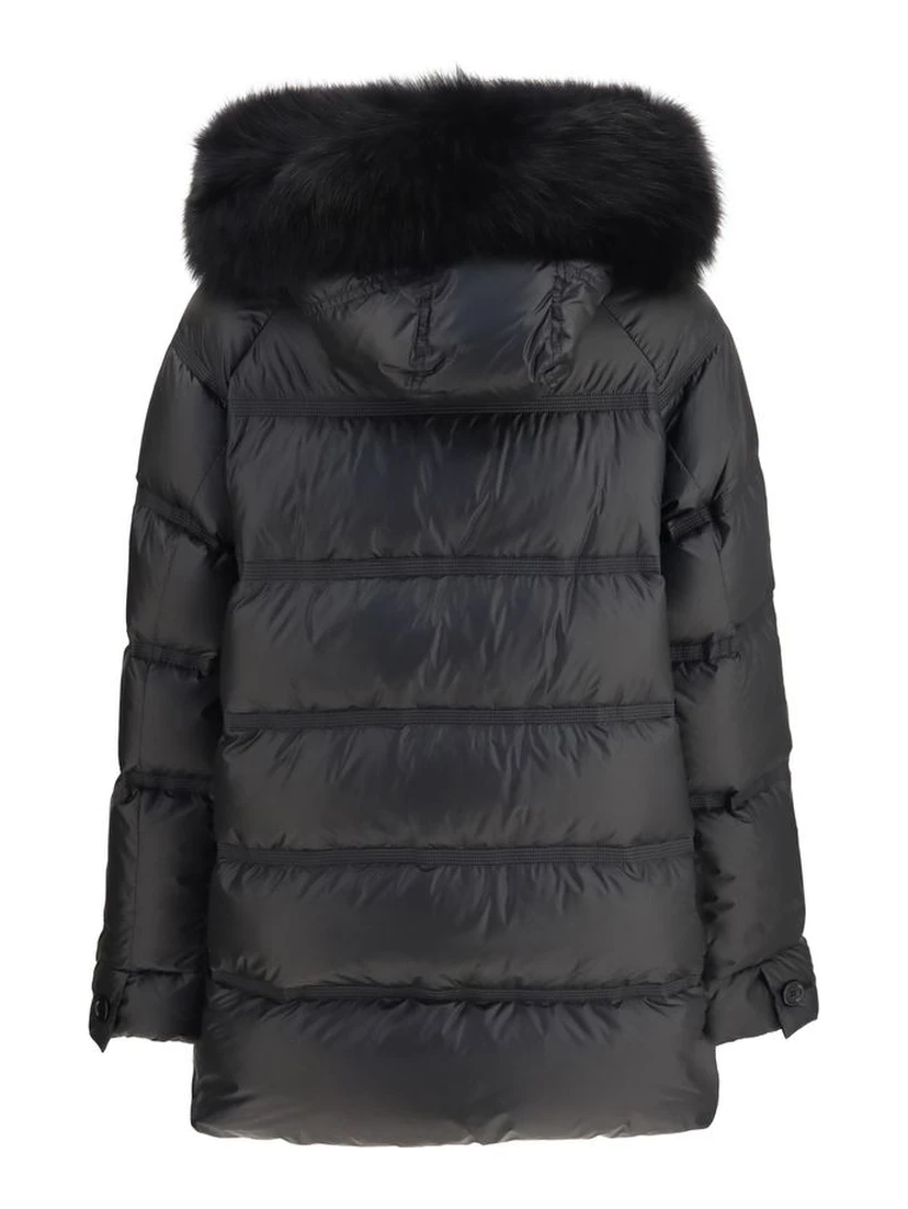 Black Polyester Full-Length Jacket