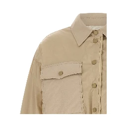 Beige Polyester Full-Length Jacket