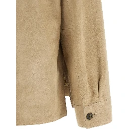 Beige Lamb Leather Leather Jacket