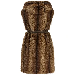 Brown Polyester Sleeveless Jacket