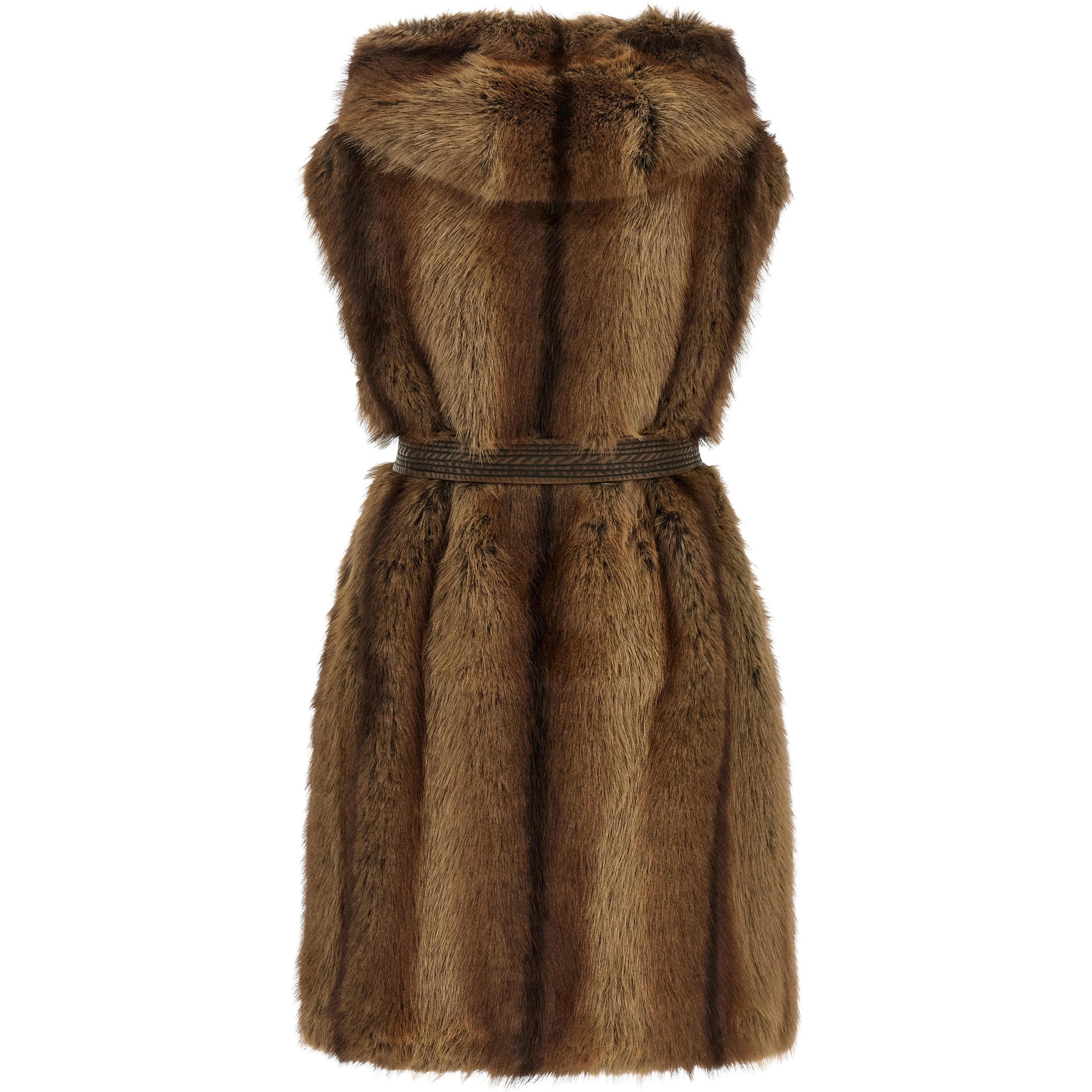 Brown Polyester Sleeveless Jacket