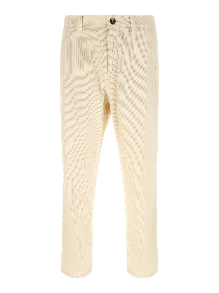 Beige Cotton Casual Pants