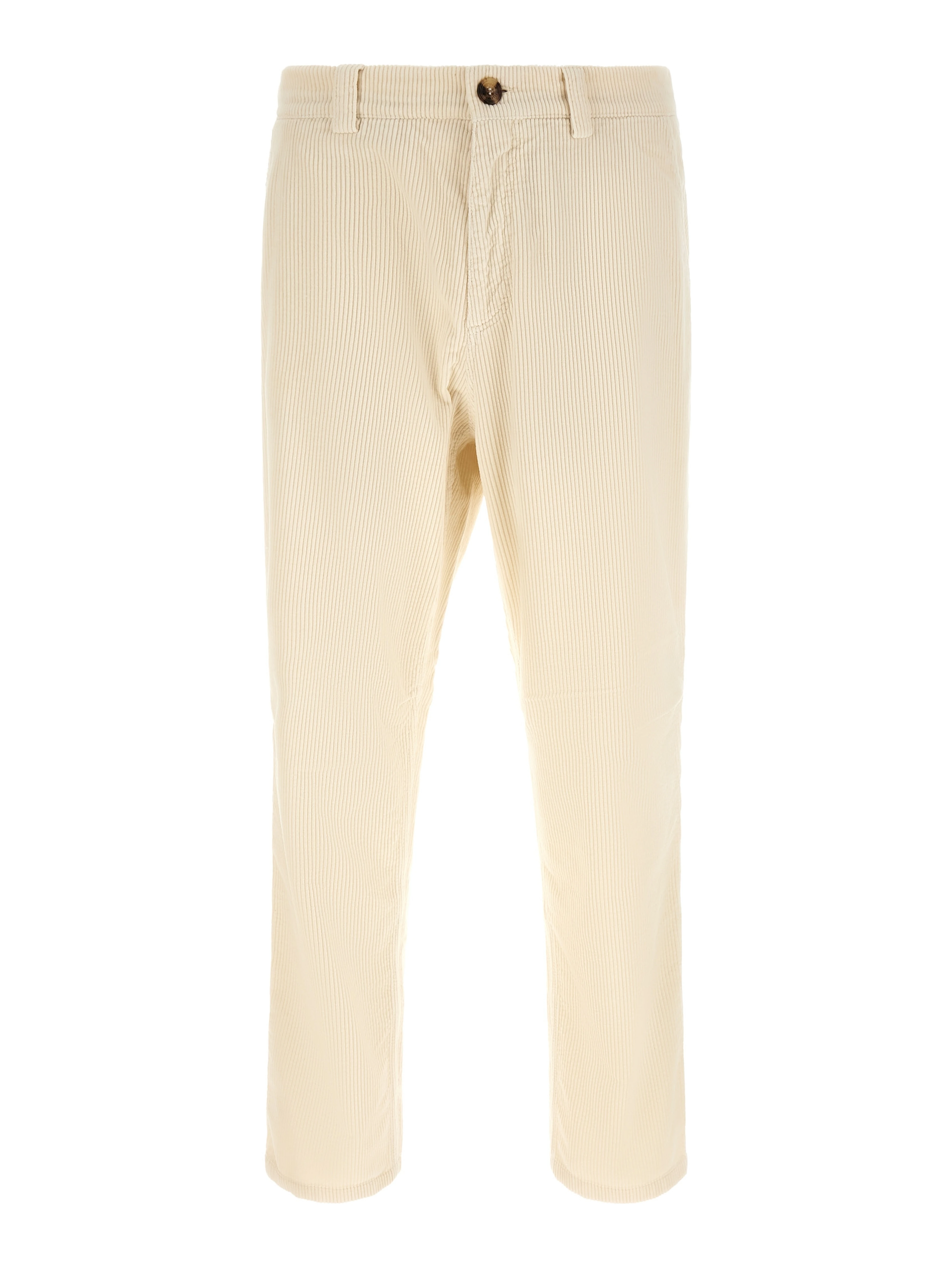 Beige Cotton Casual Pants