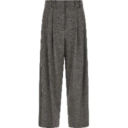 Gray Virgin Wool Cropped Pants