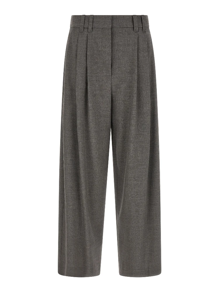 Gray Virgin Wool Cropped Pants