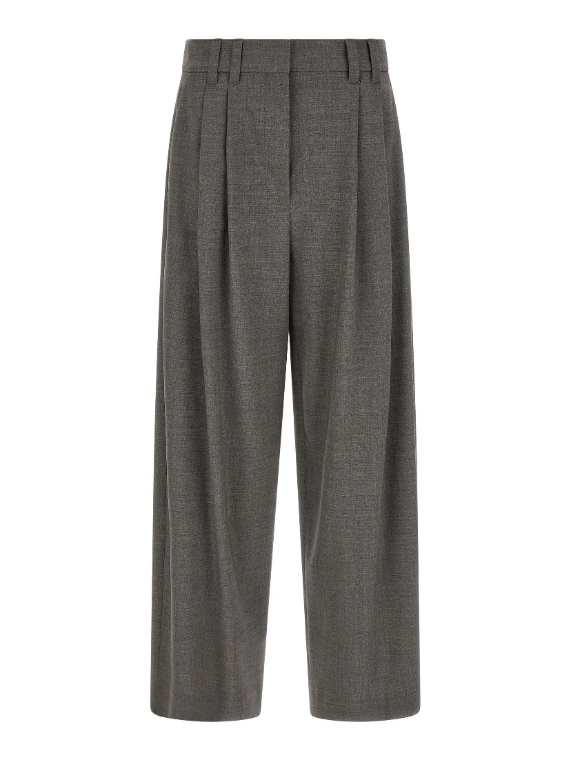 Gray Virgin Wool Cropped Pants