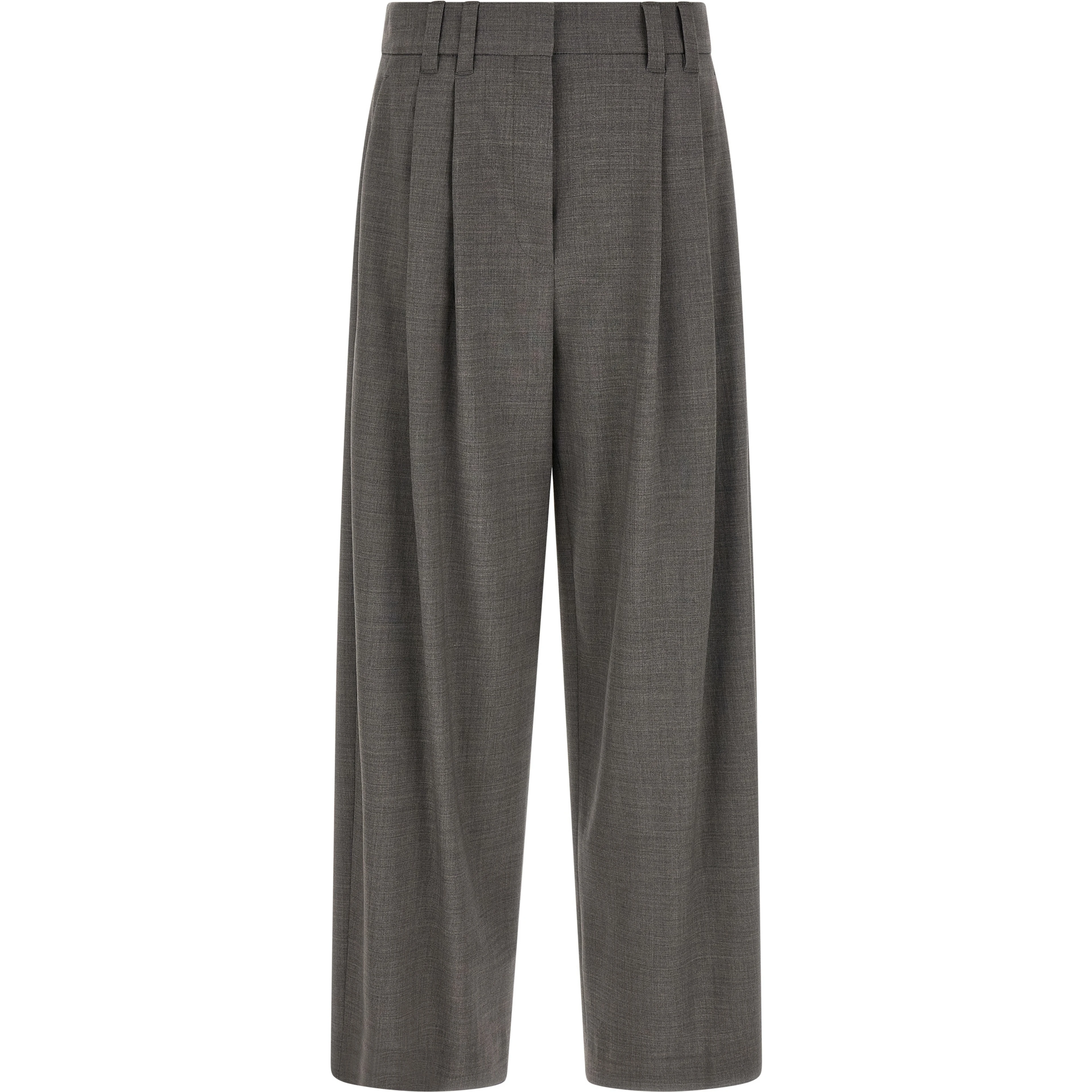 Gray Virgin Wool Cropped Pants