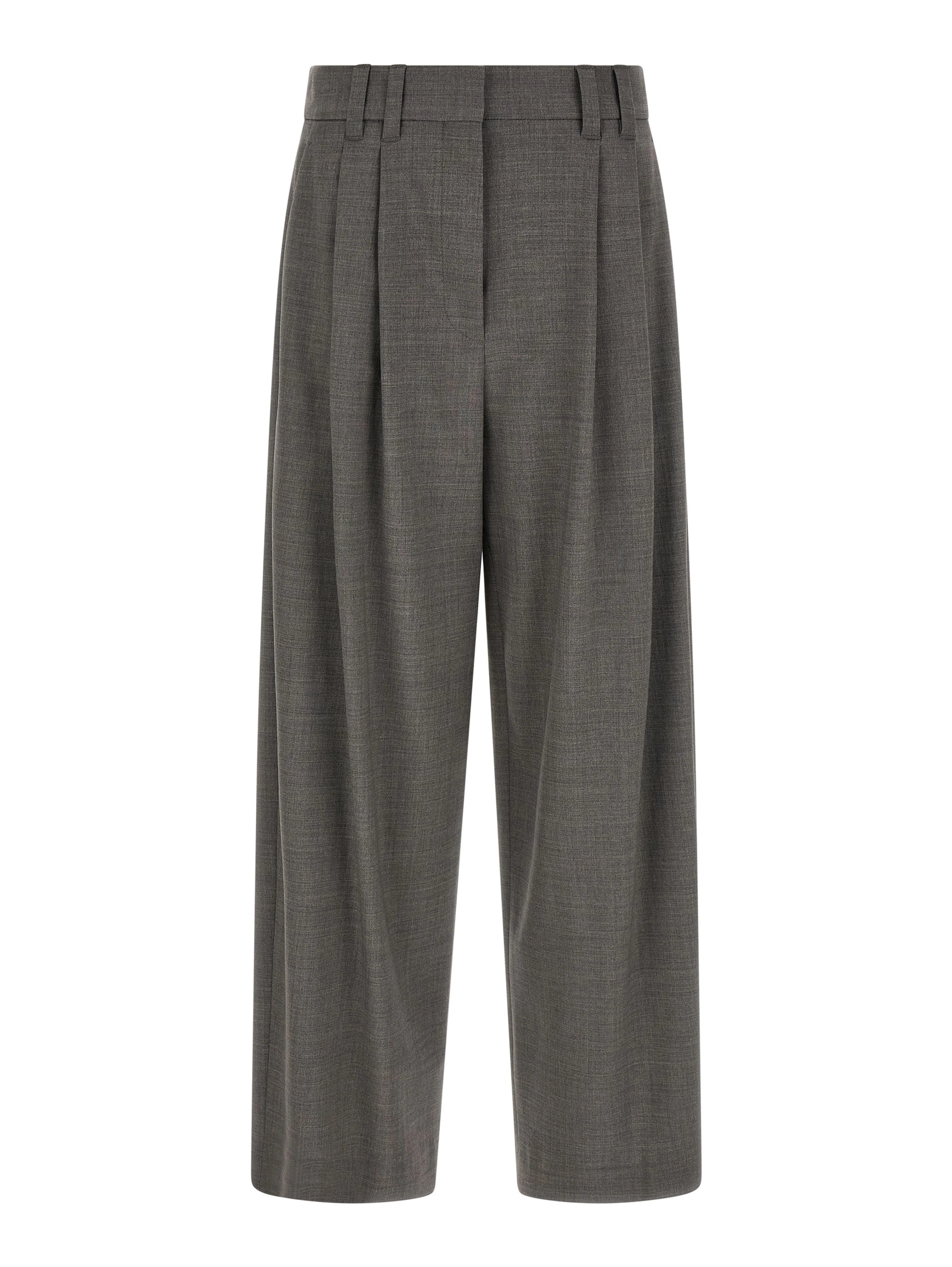 Gray Virgin Wool Cropped Pants