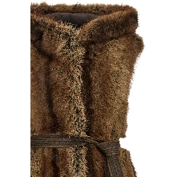 Brown Polyester Sleeveless Jacket