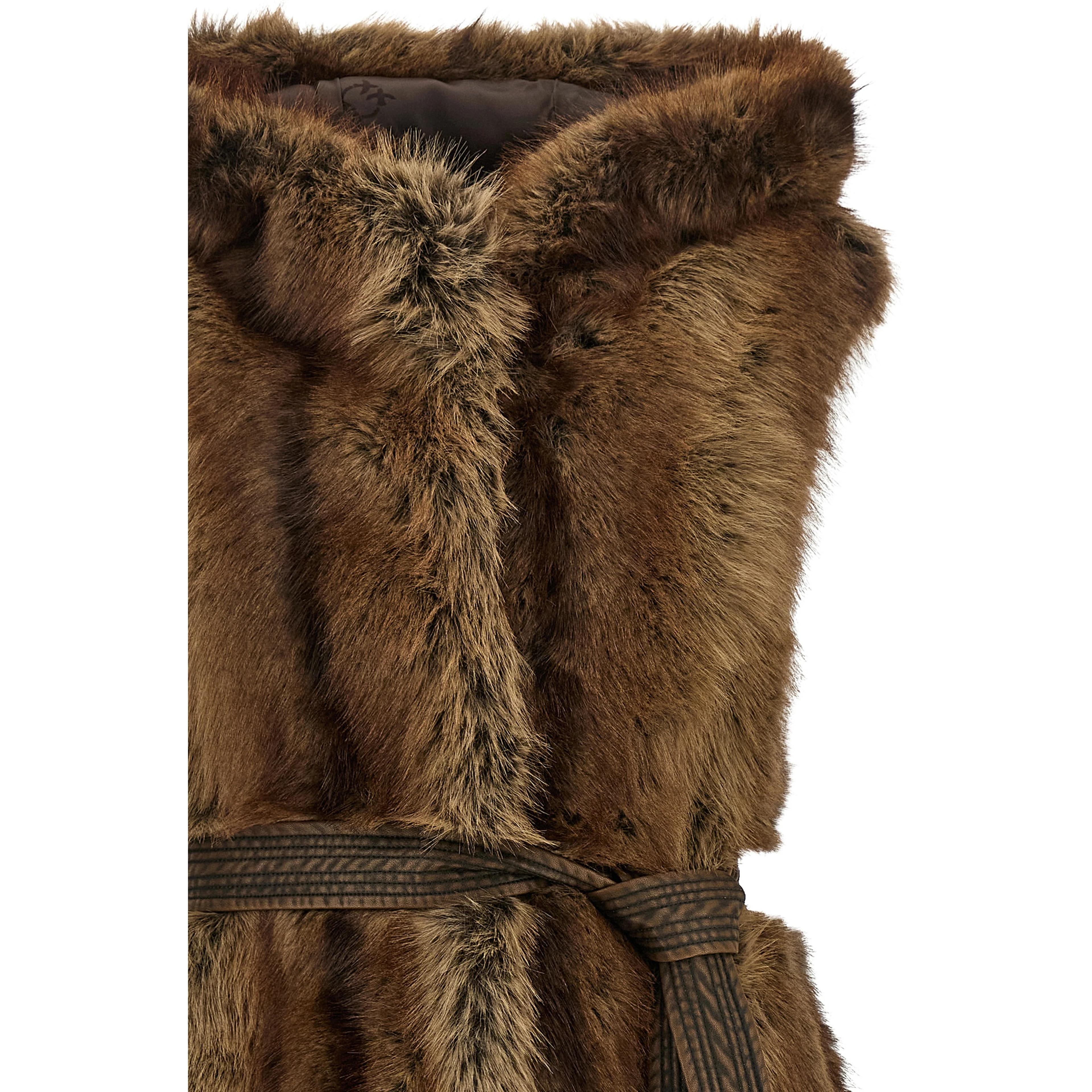 Brown Polyester Sleeveless Jacket