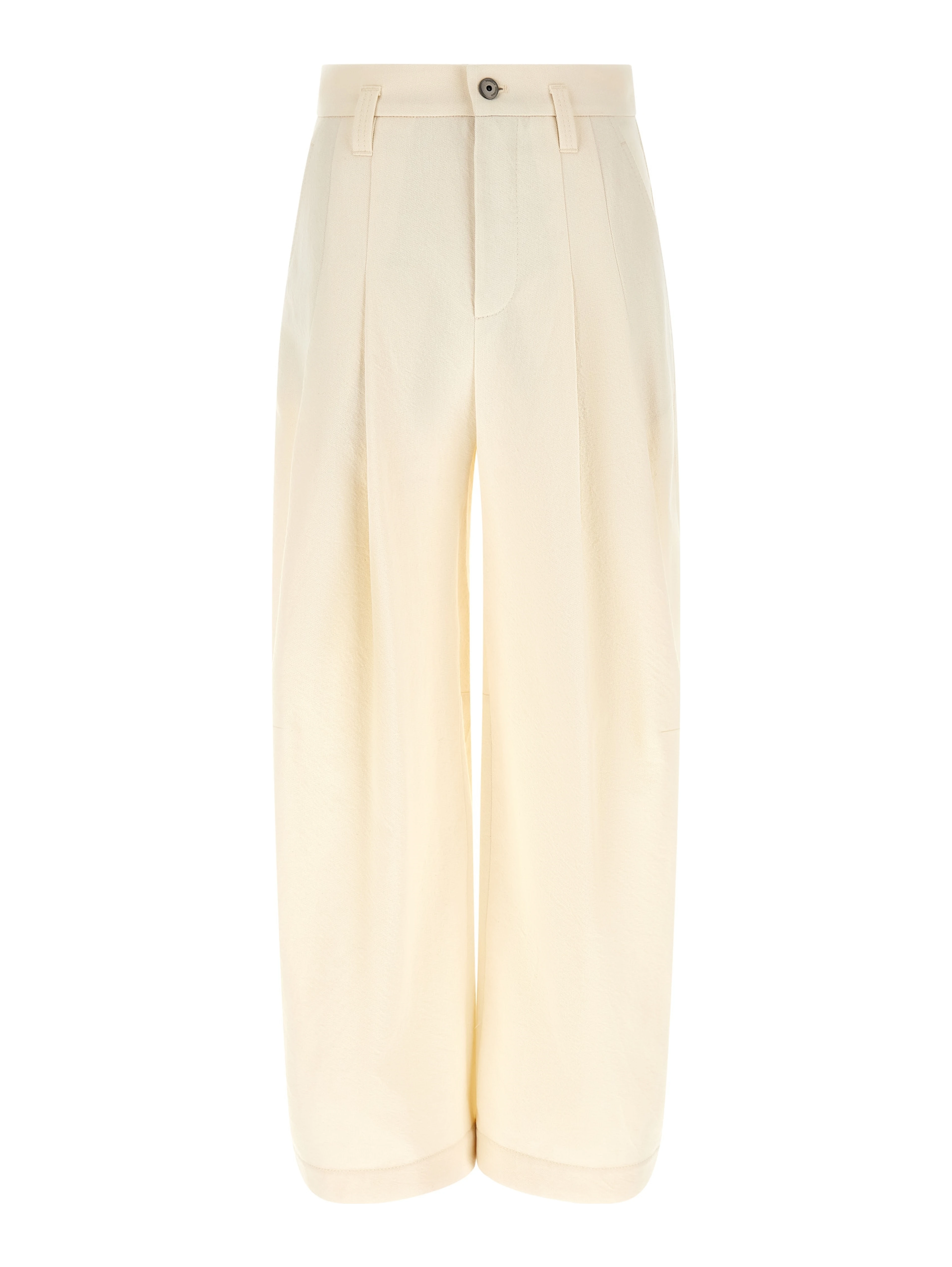 White Cotton Casual Pants