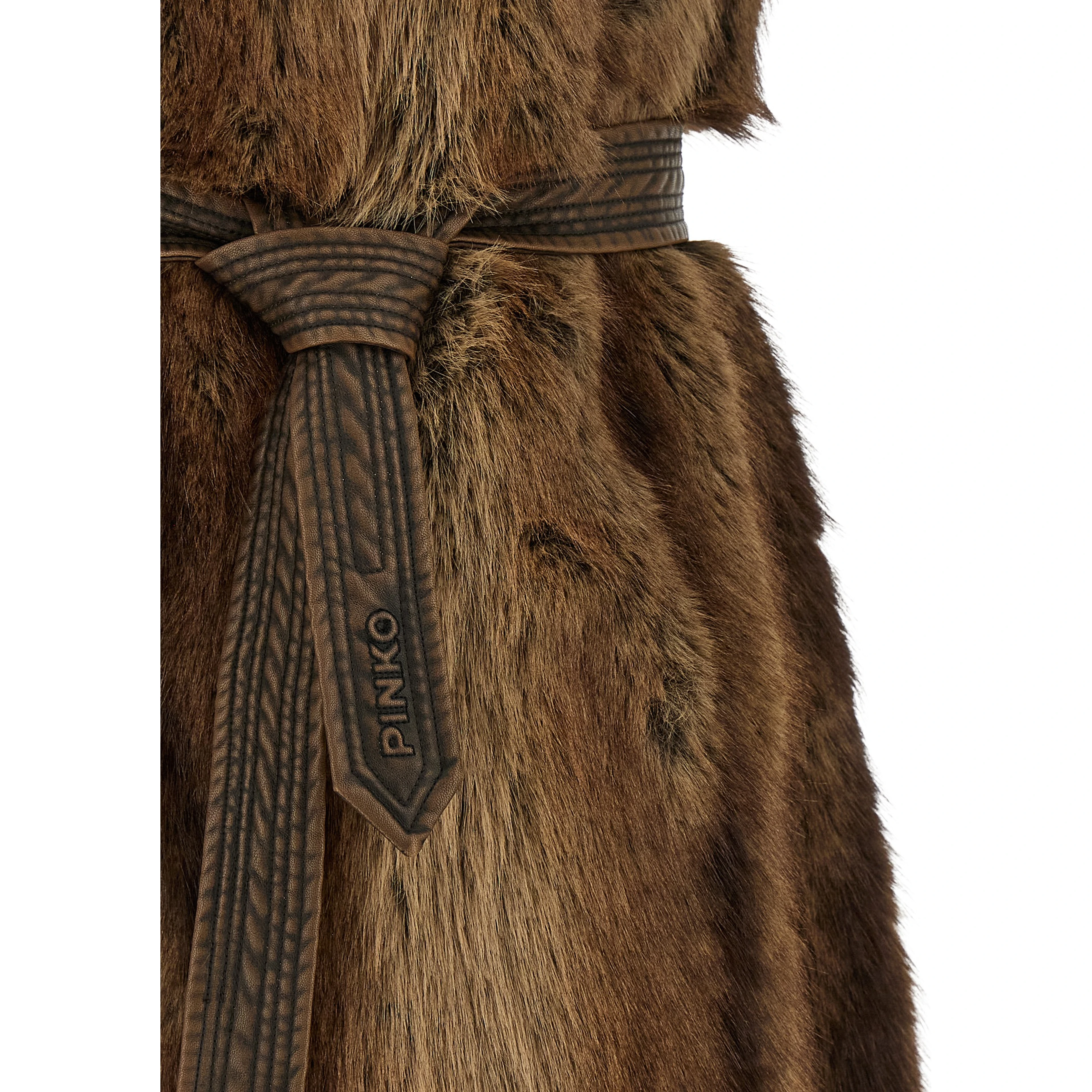 Brown Polyester Sleeveless Jacket