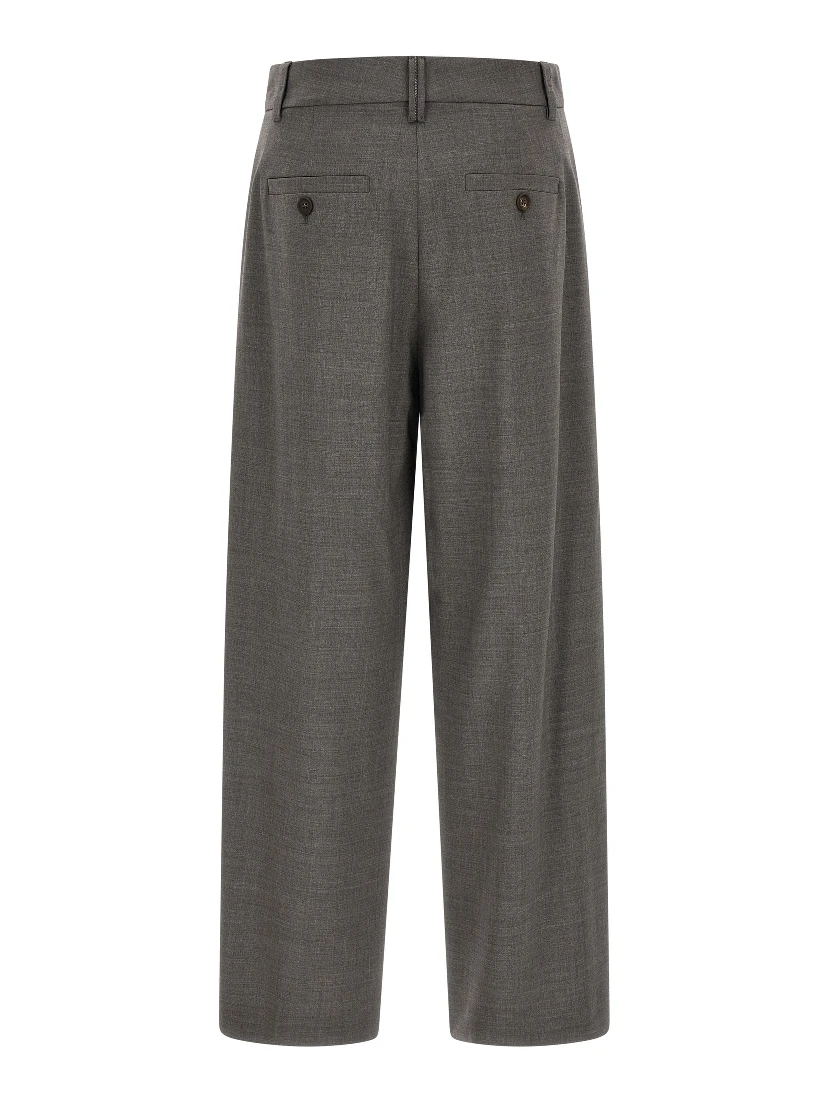 Gray Virgin Wool Cropped Pants