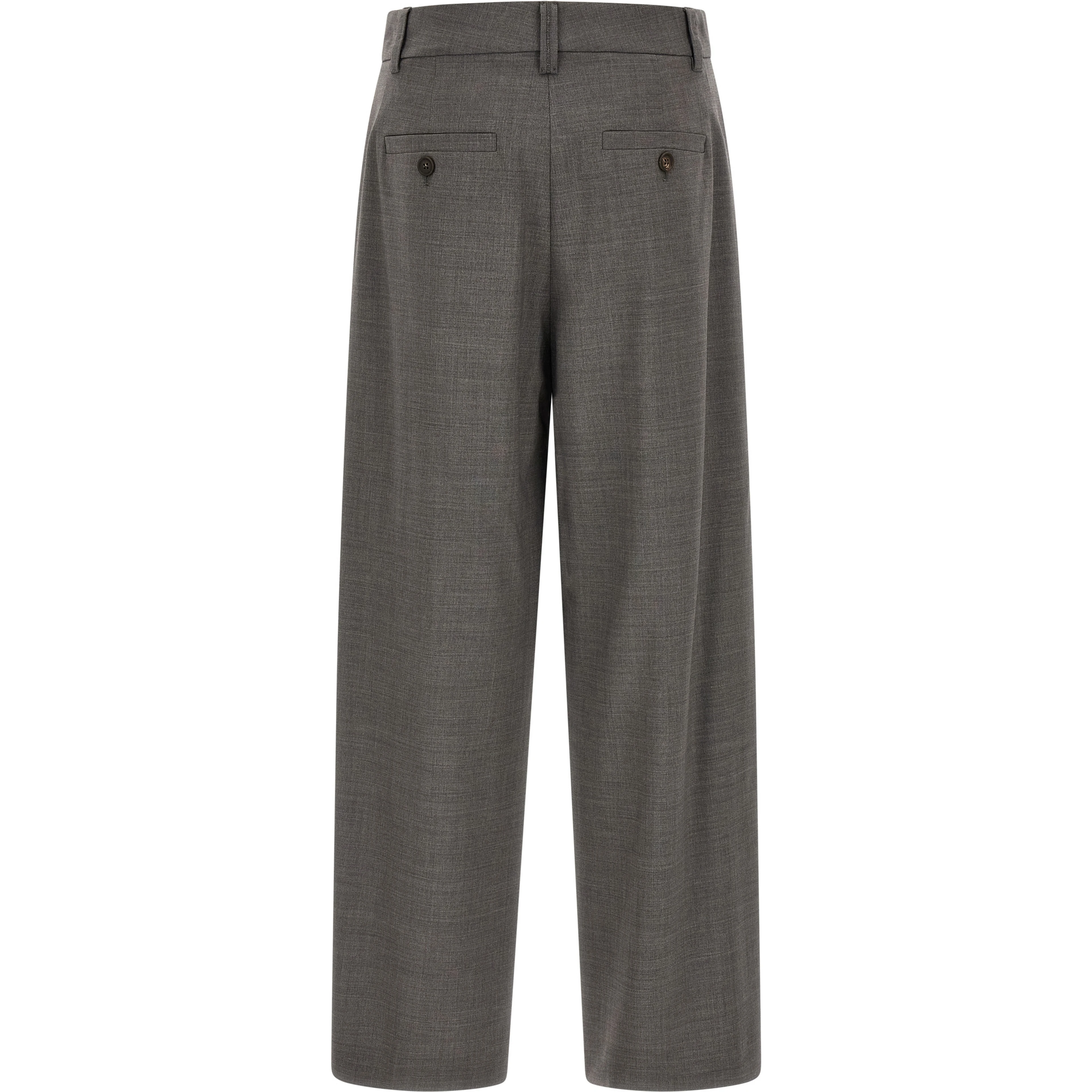 Gray Virgin Wool Cropped Pants