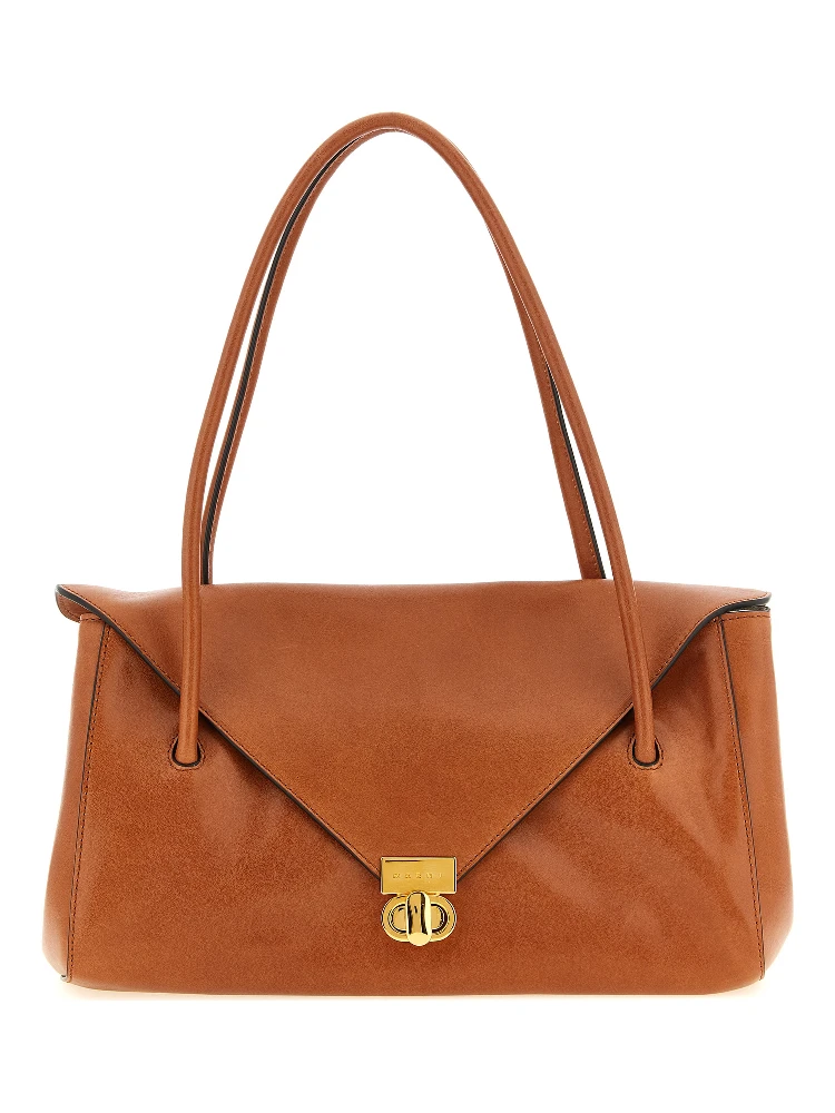 Brown Calfskin Shoulder Bag