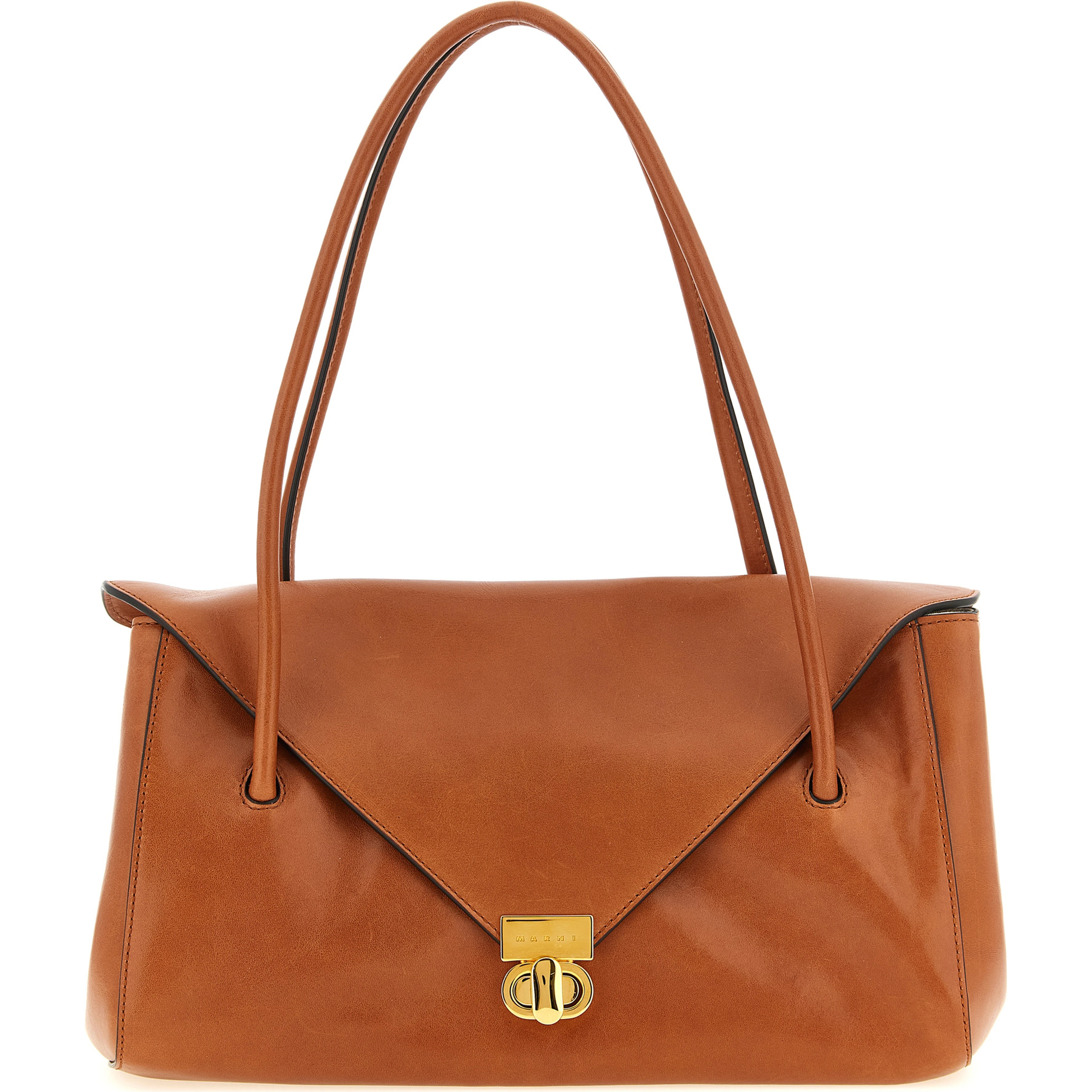Brown Calfskin Shoulder Bag