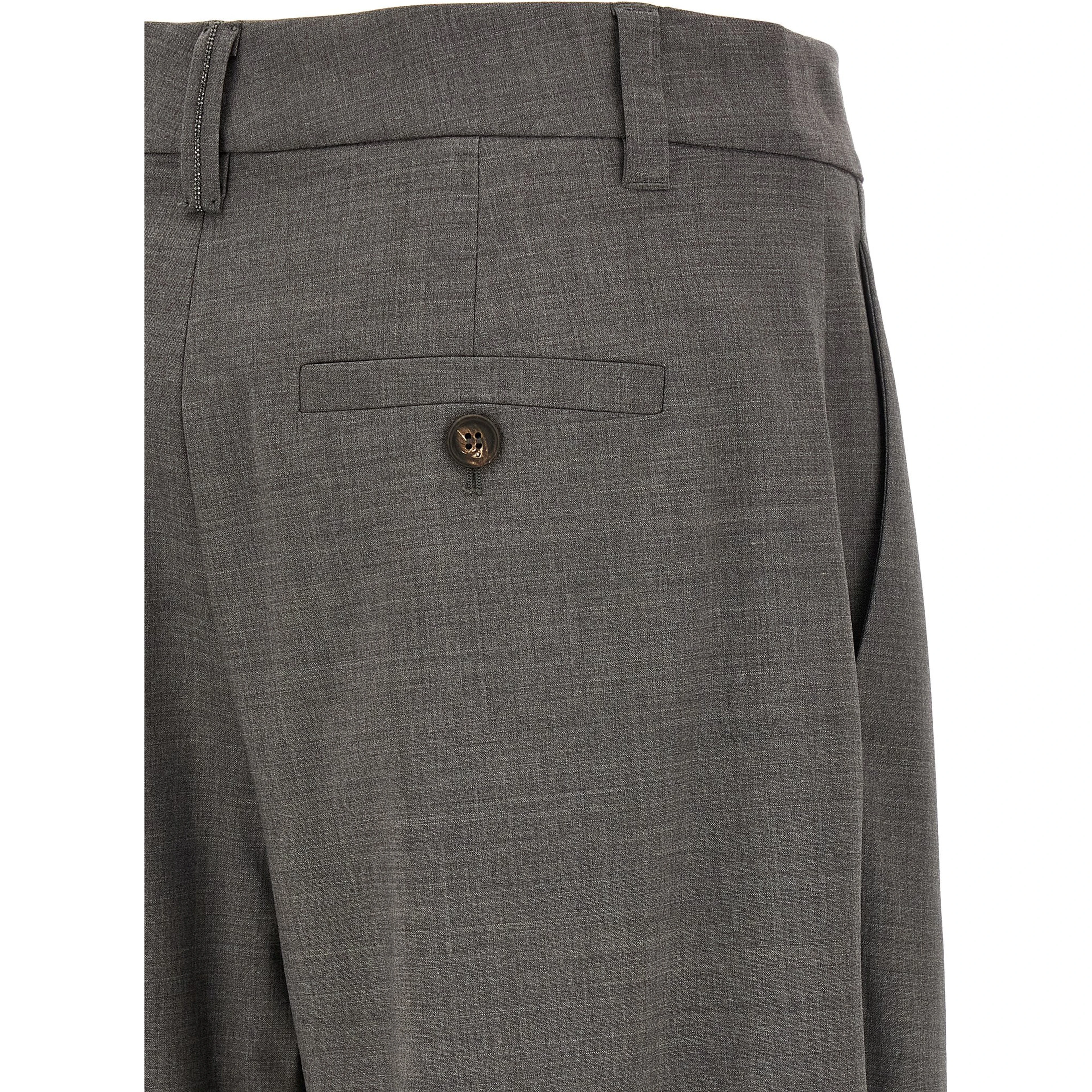 Gray Virgin Wool Cropped Pants