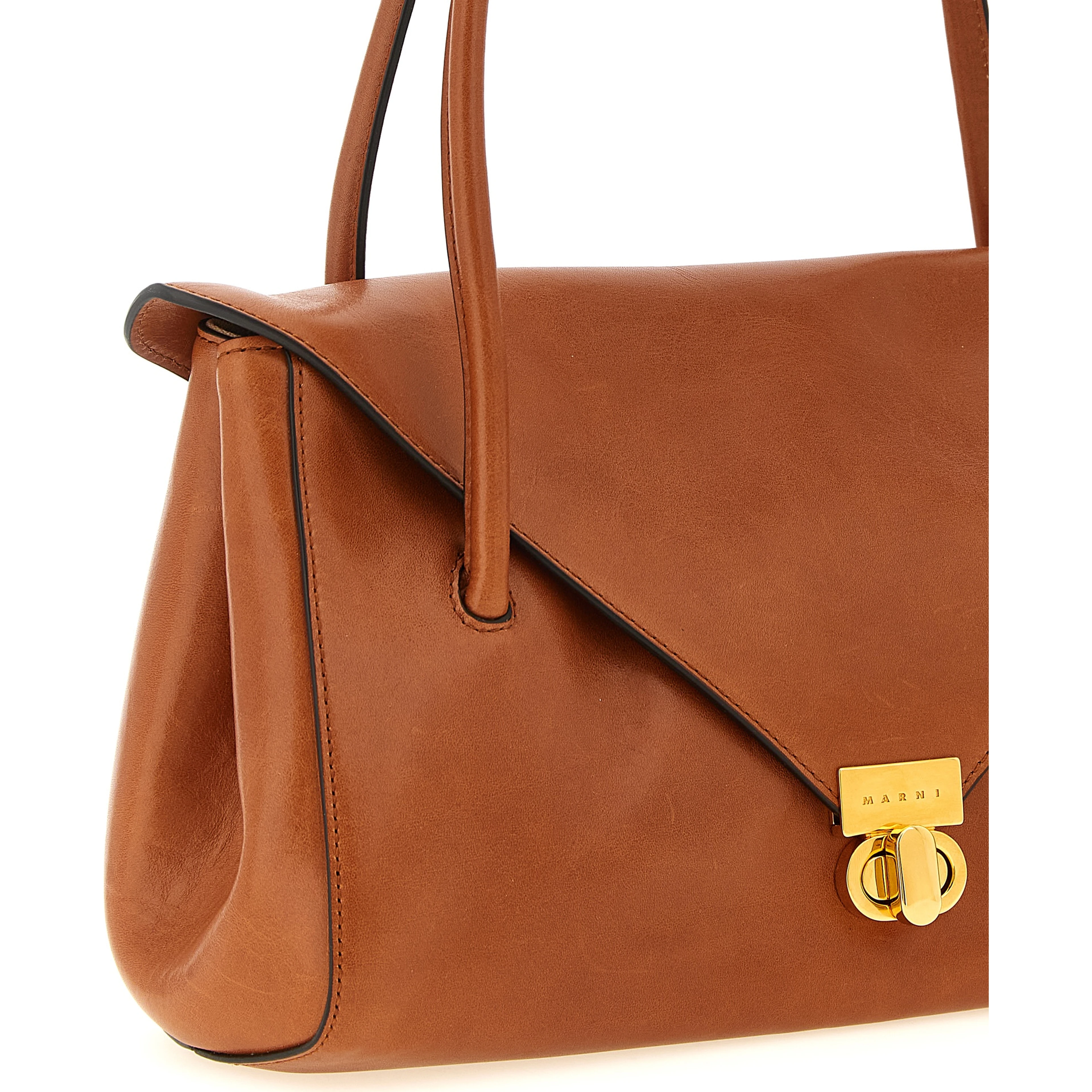 Brown Calfskin Shoulder Bag