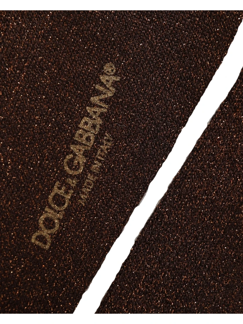 Dark Brown Viscose Logo Mid Calf Accessory Socks