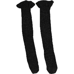Black Wool Logo Calf Long Women Accessory Socks