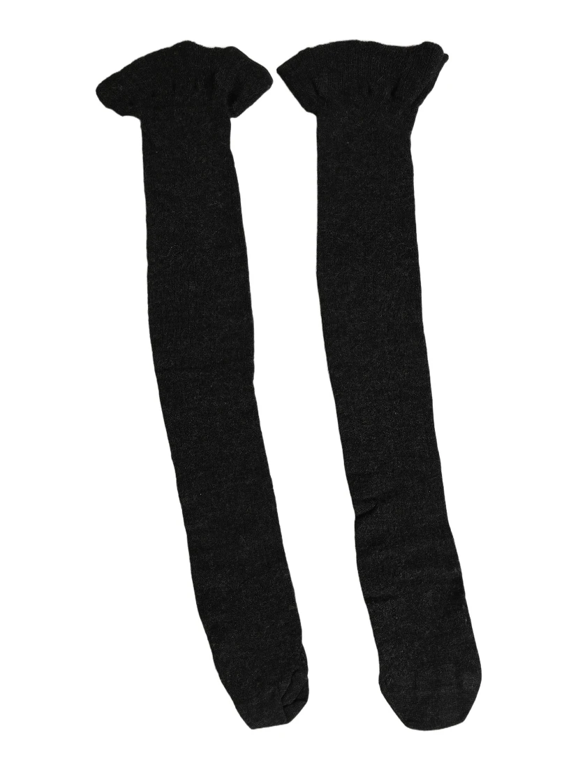 Black Wool Logo Calf Long Women Accessory Socks