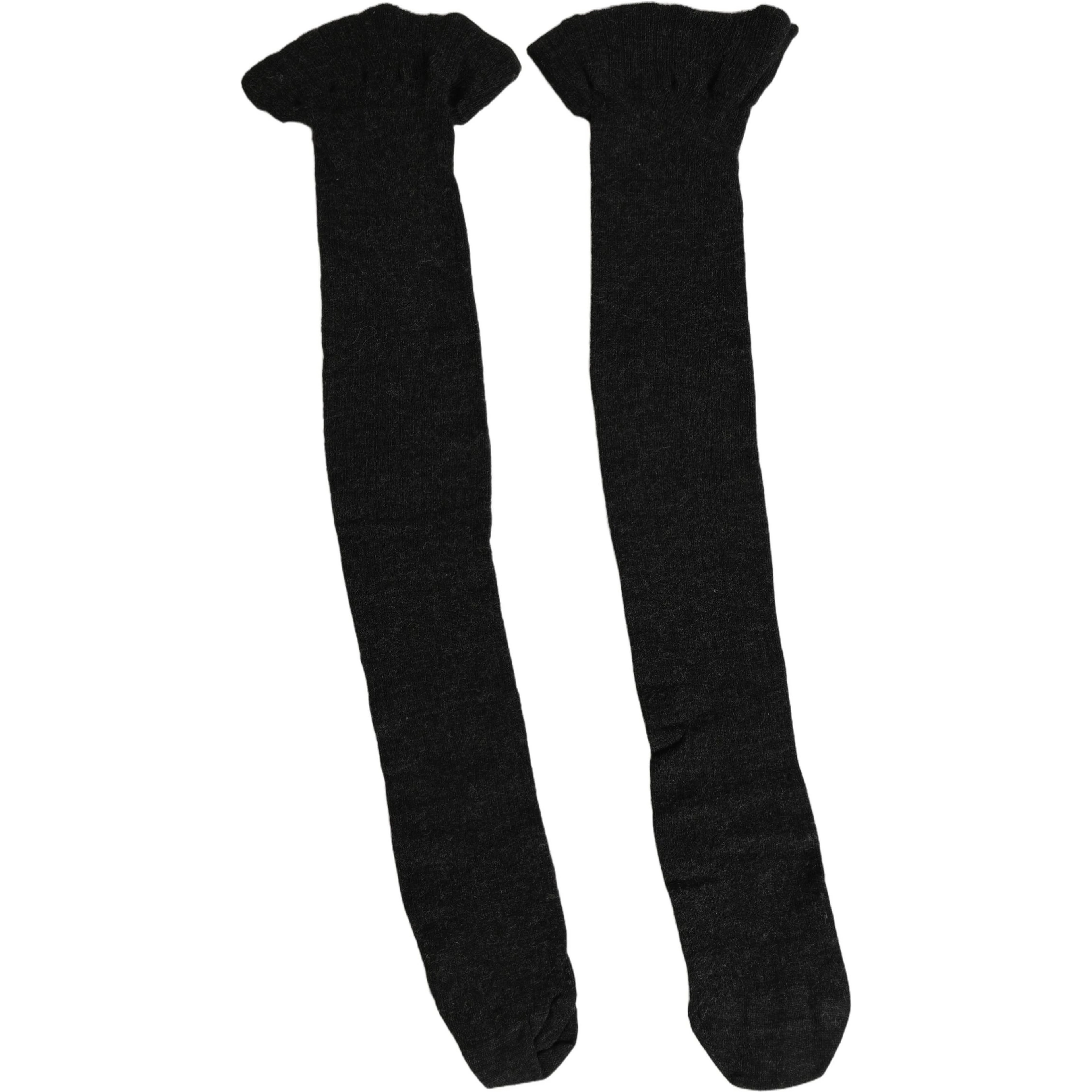 Black Wool Logo Calf Long Women Accessory Socks