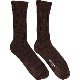 Dark Brown Wool DG Logo Mid Calf Accessory Socks