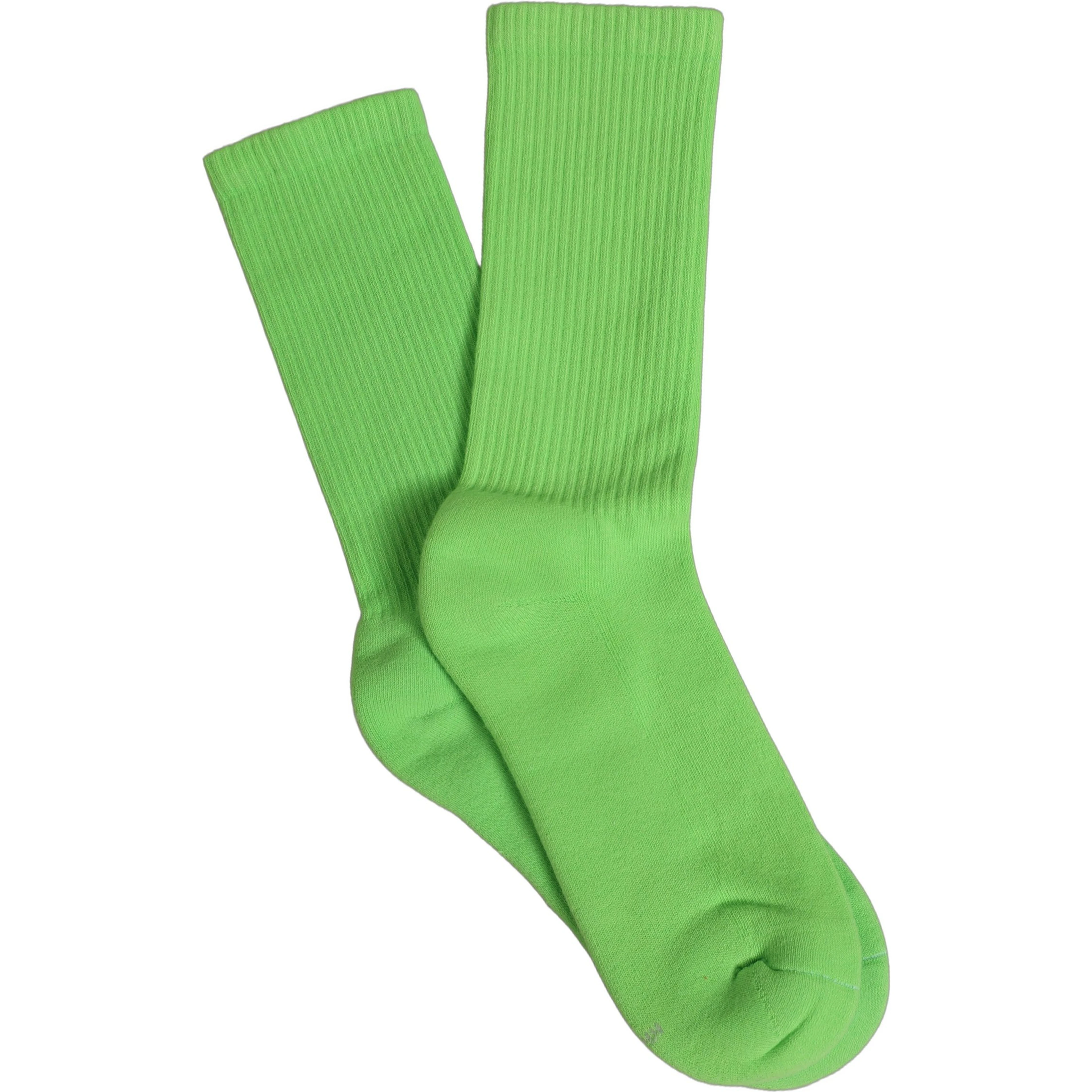 Green Cotton Ribbed Mid Calf Women Accessory Socks