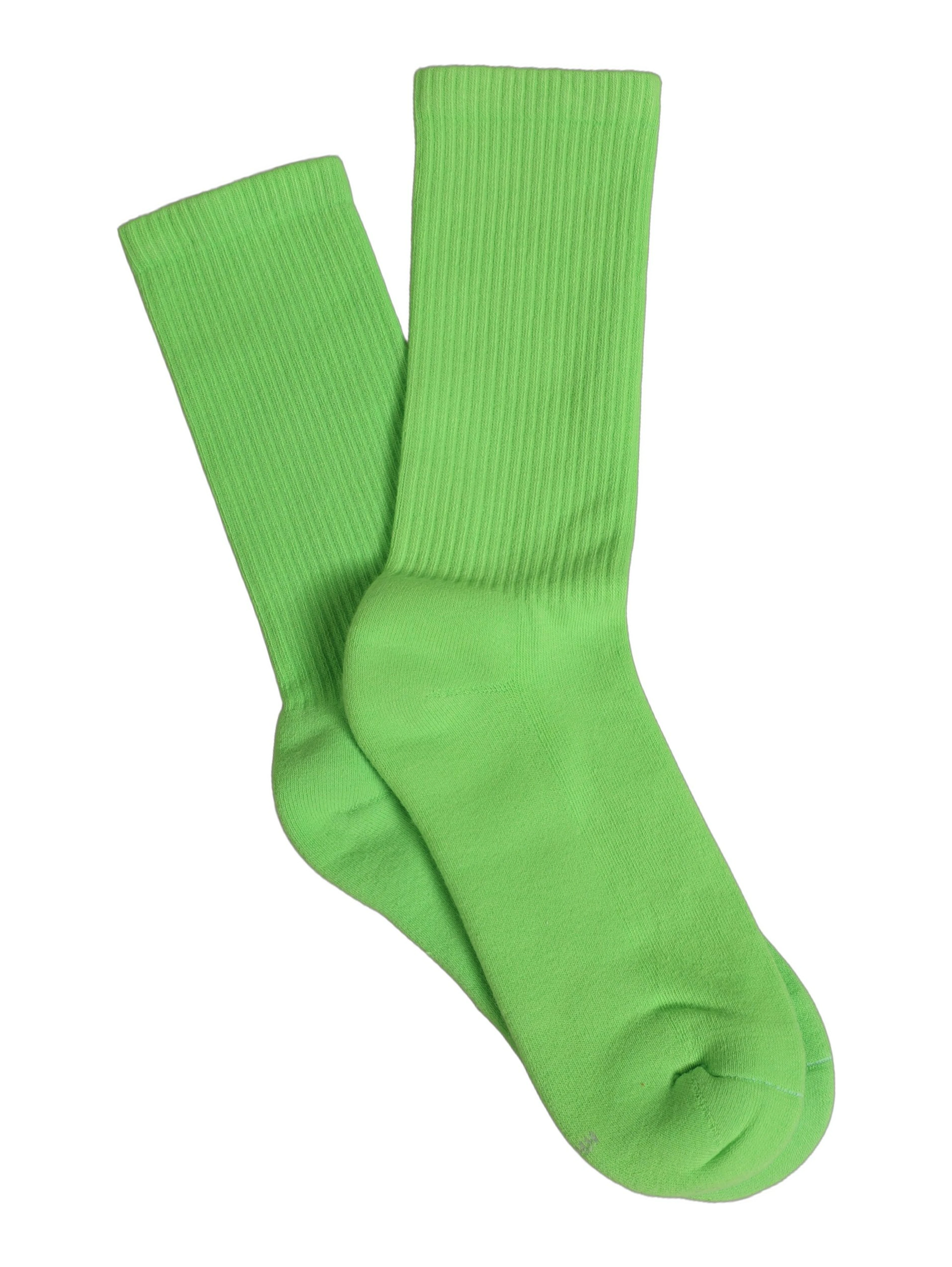 Green Cotton Ribbed Mid Calf Women Accessory Socks