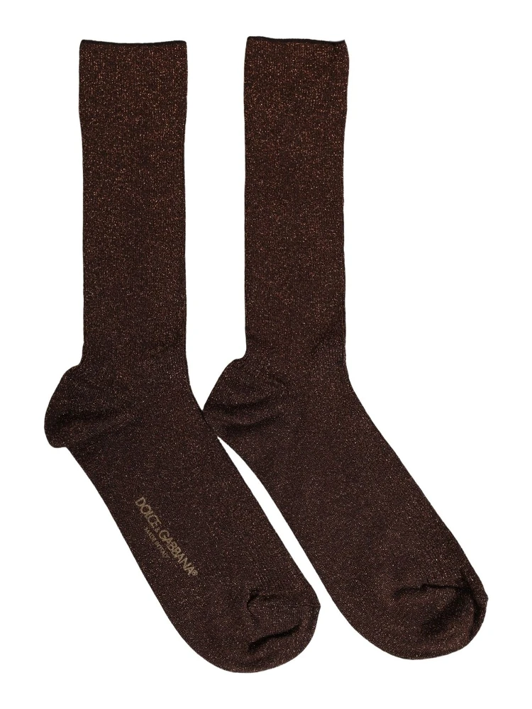 Dark Brown Viscose Logo Mid Calf Accessory Socks alternative