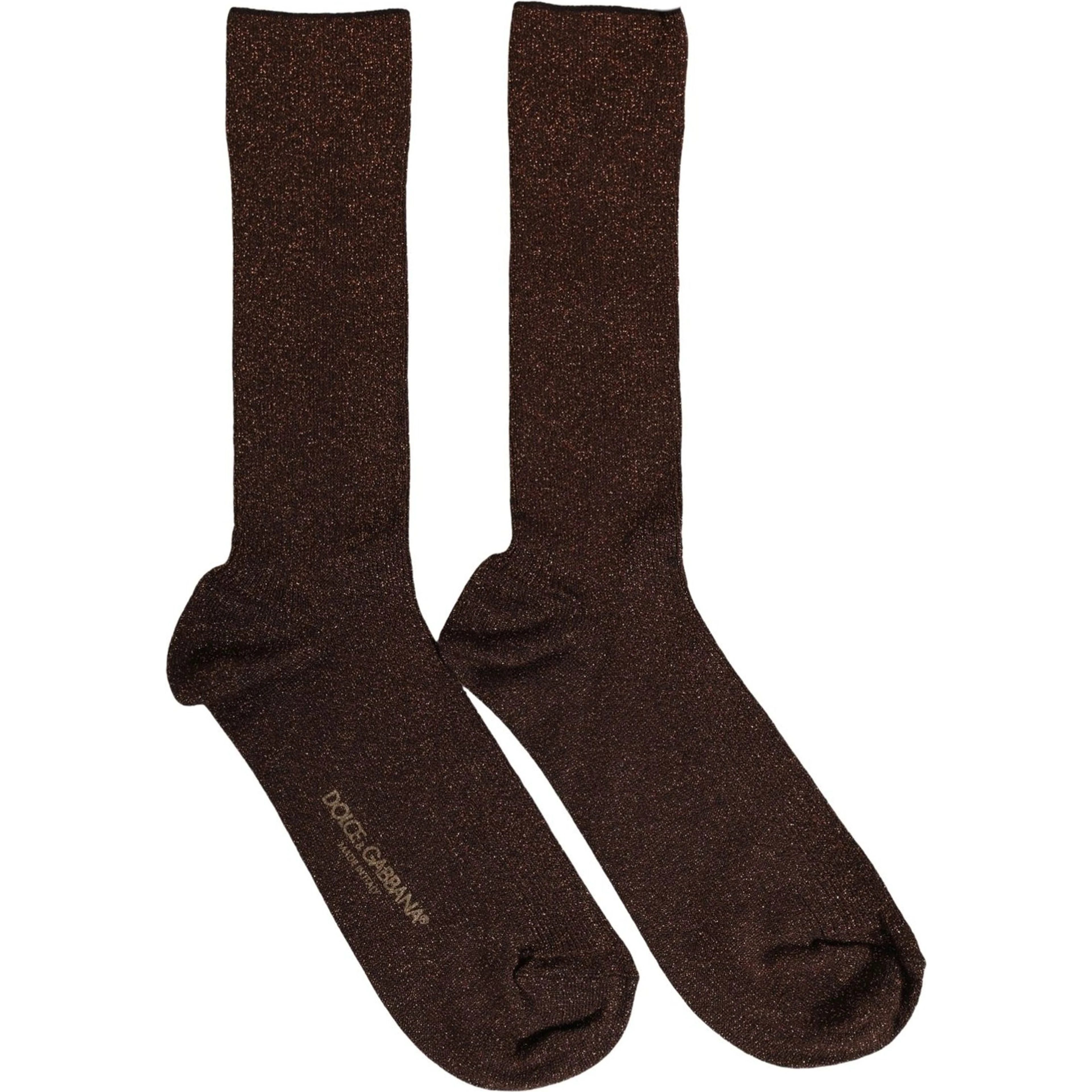 Dark Brown Viscose Logo Mid Calf Accessory Socks