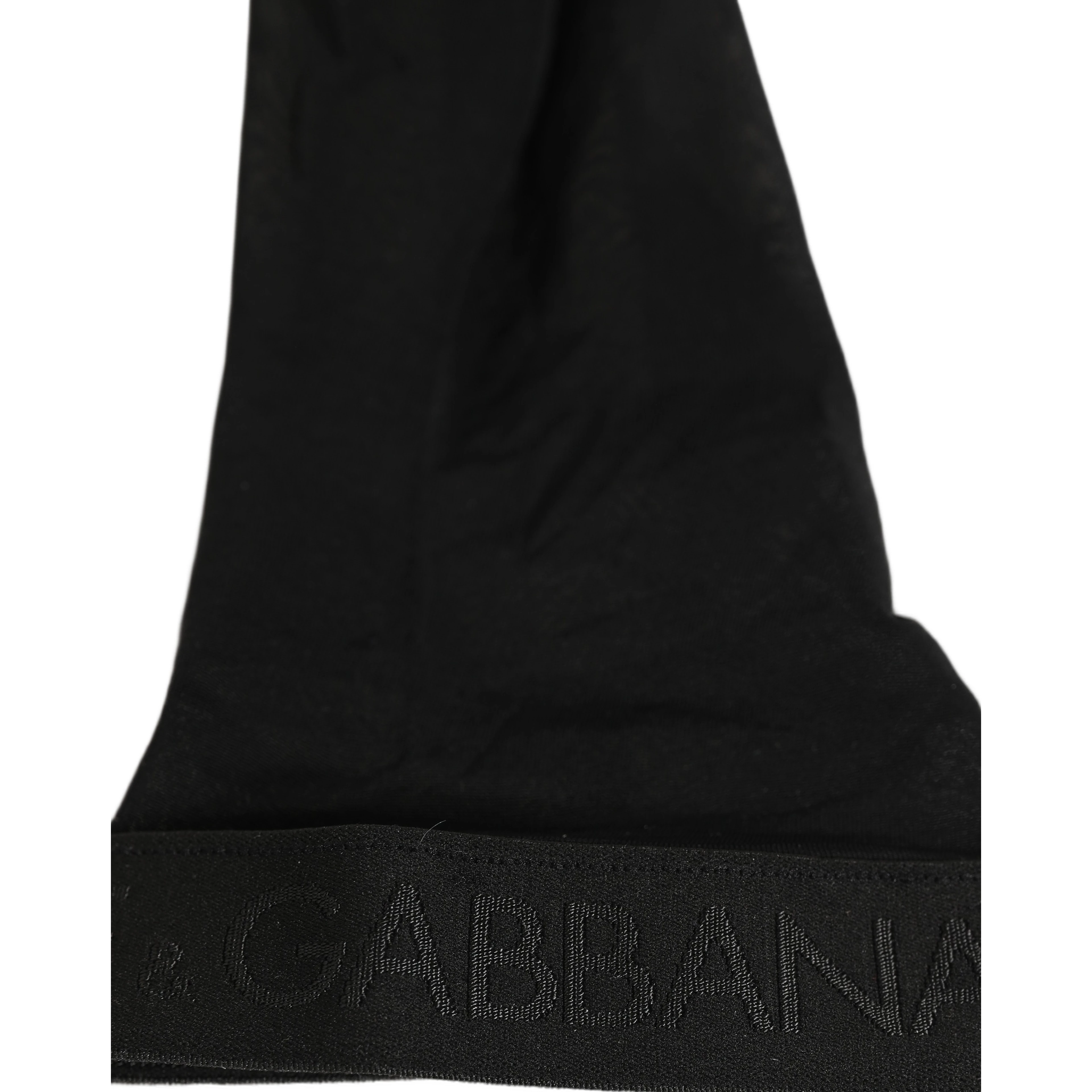 Black Nylon Logo Calf Long Women Accessory Socks