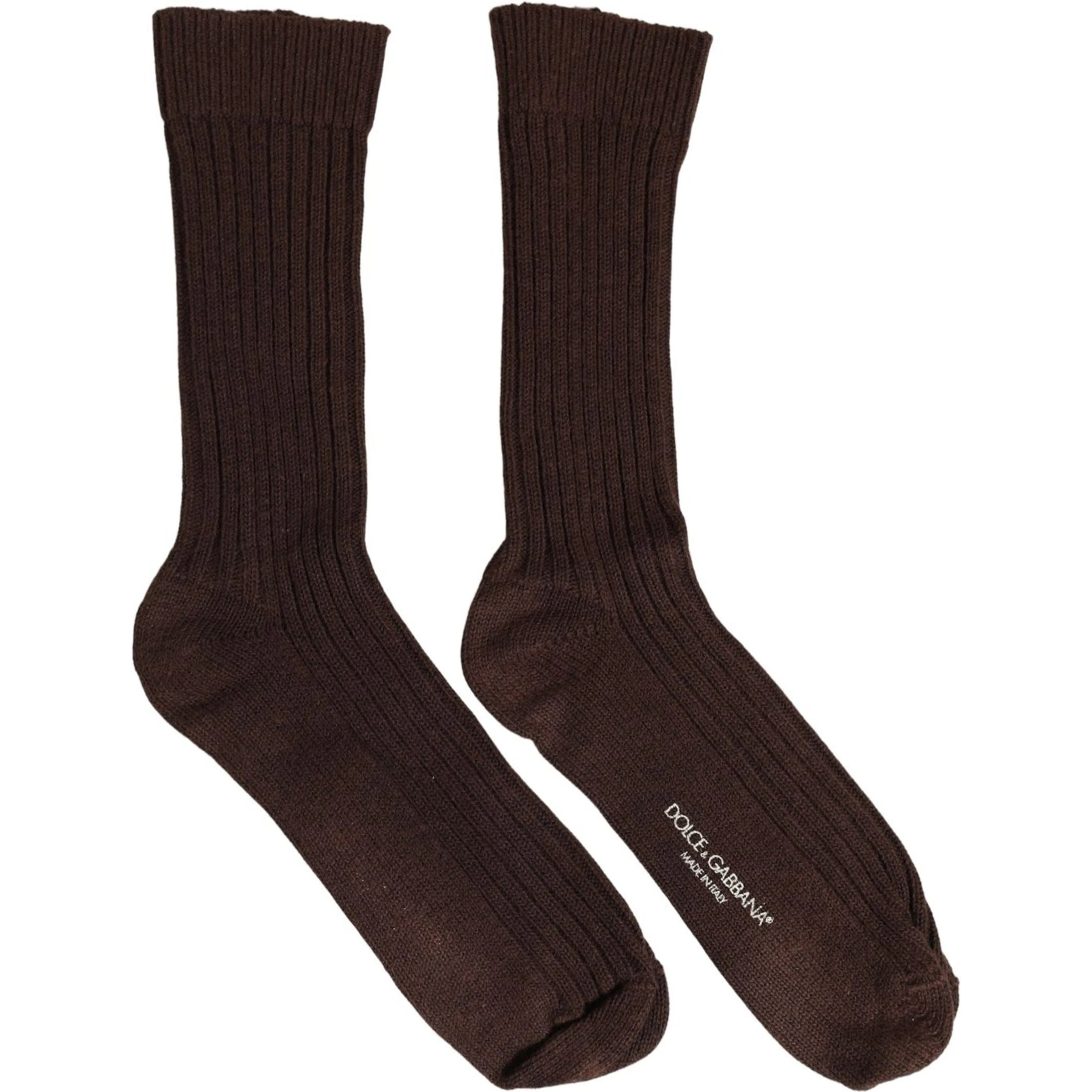 Dark Brown Wool DG Logo Mid Calf Accessory Socks