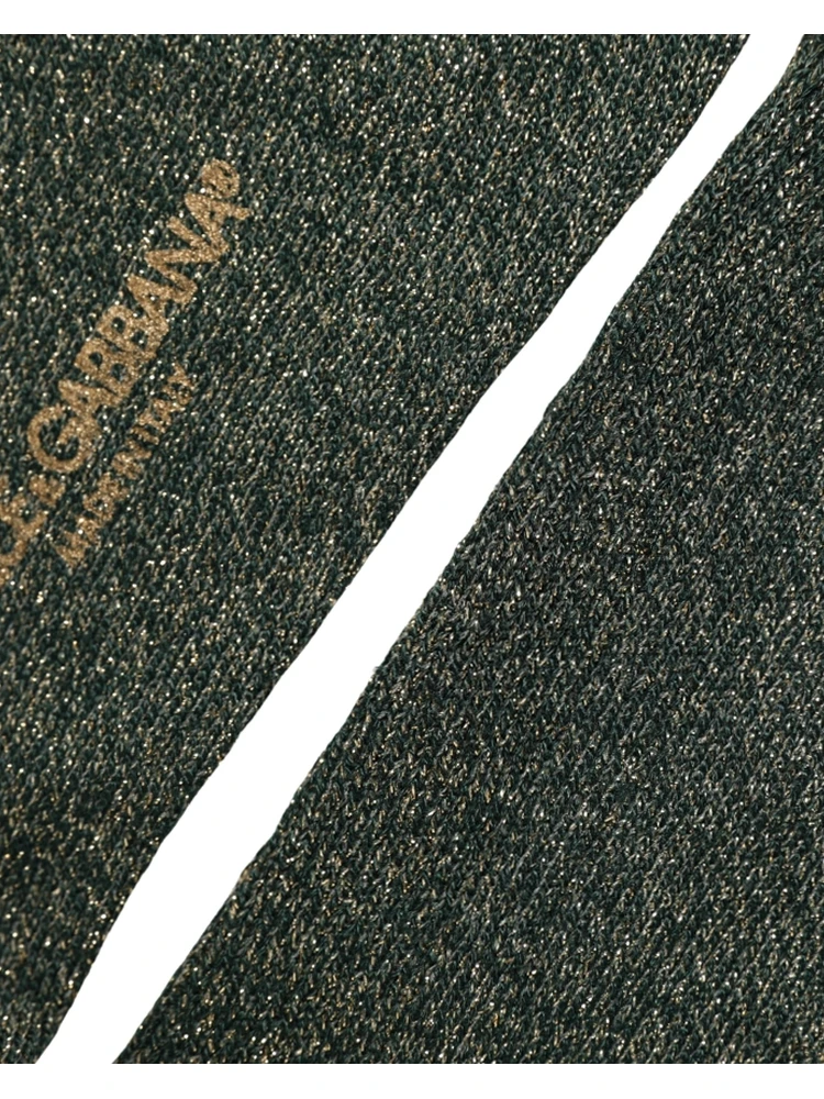 Dark Green Viscose Logo Mid Calf Accessory Socks