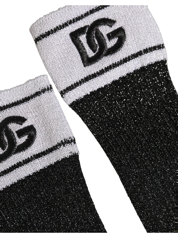 Black Viscose DG Logo Knee High Accessory Socks