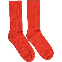 Red Cotton Ribbed Mid Calf Women Accessory Socks