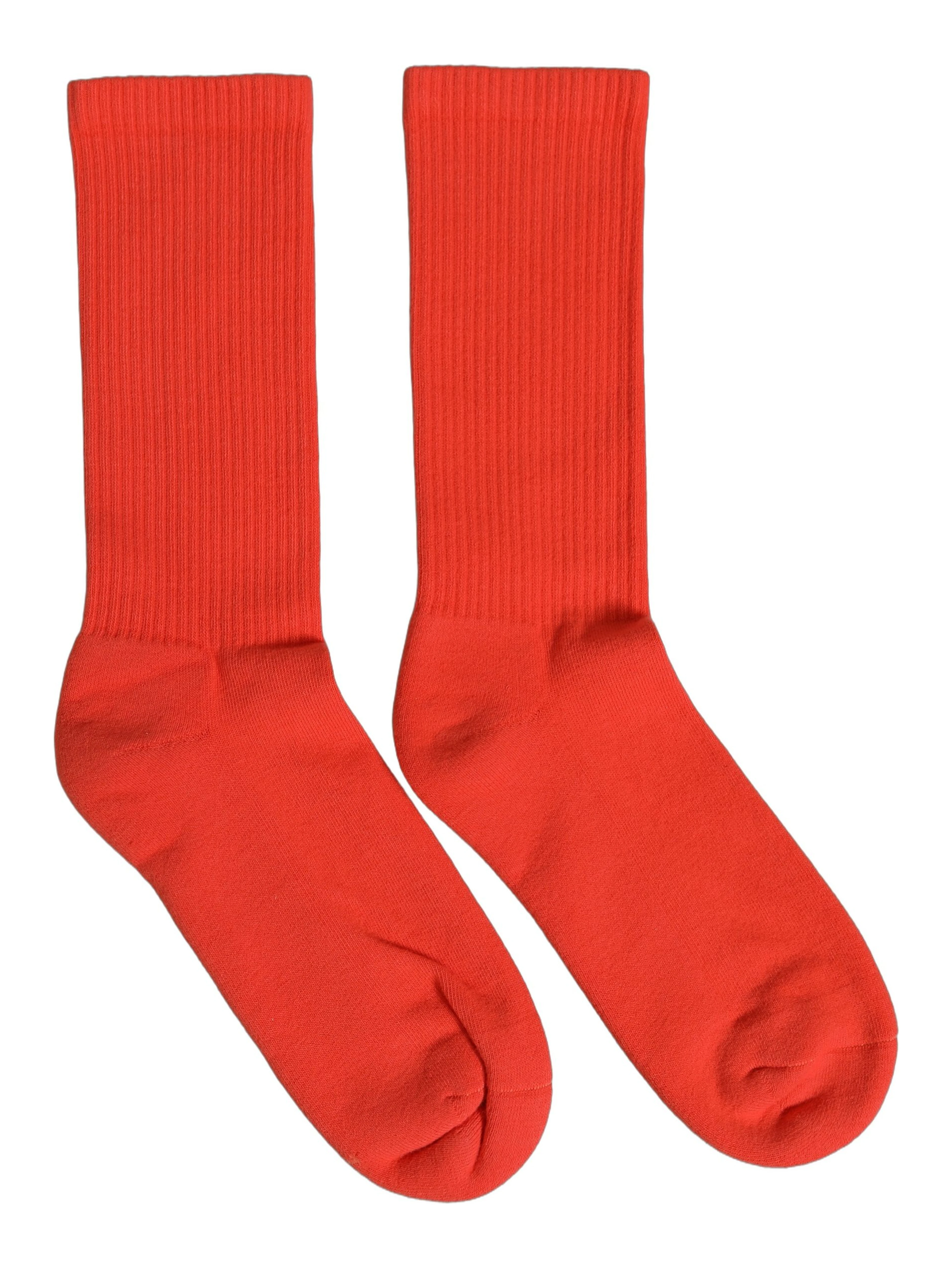 Red Cotton Ribbed Mid Calf Women Accessory Socks