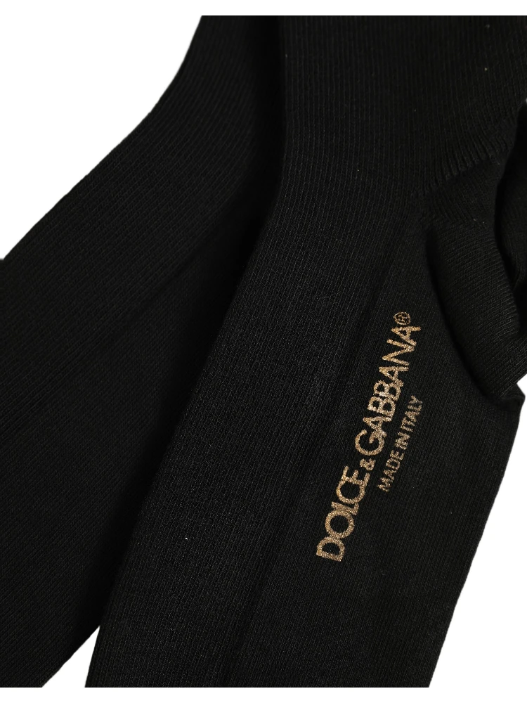 Black Viscose Logo Over The Calf Accessory Socks