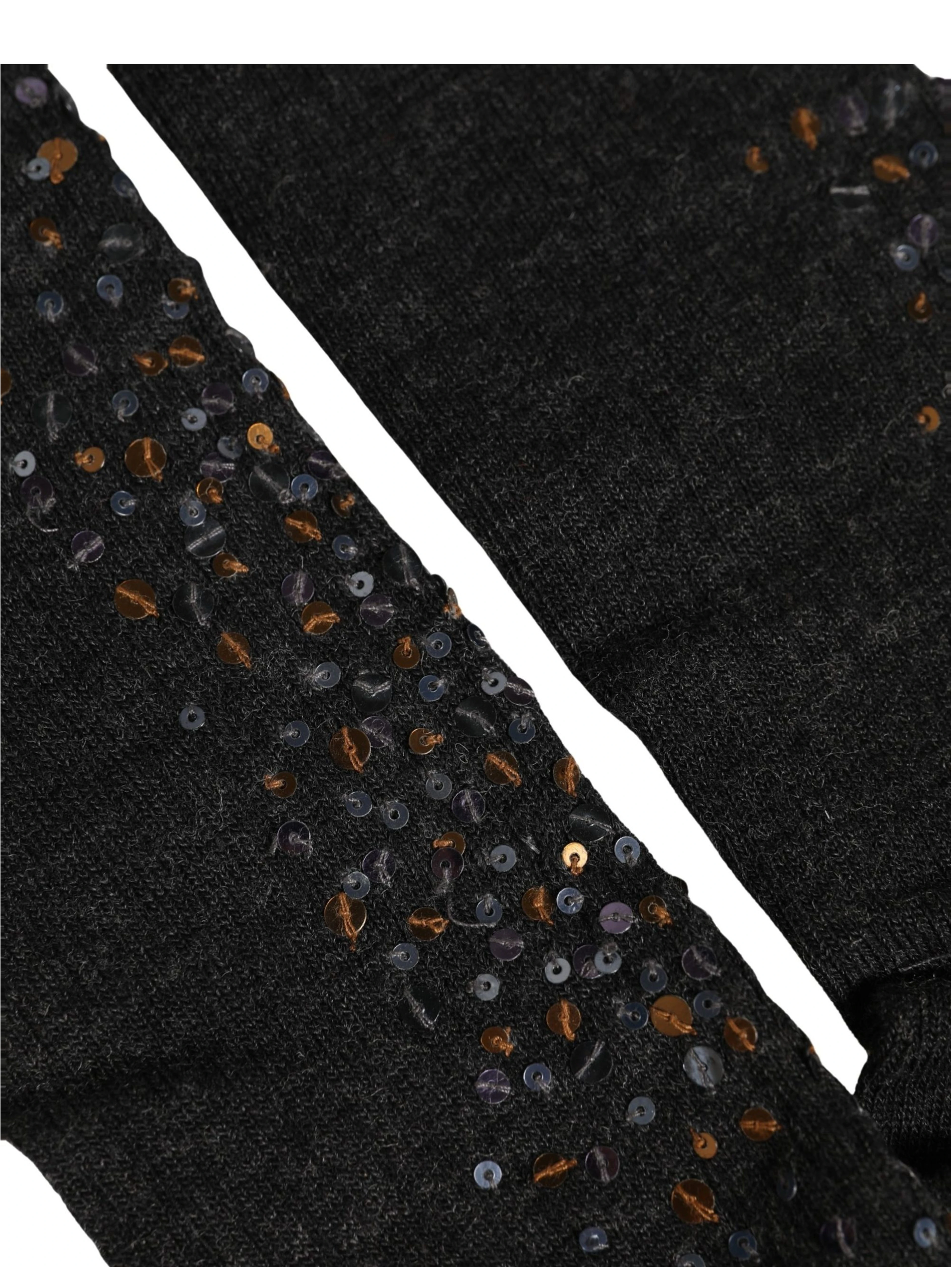 Dark Gray Sequined Wool Knee High Accessory Socks