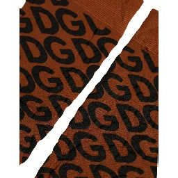 Brown Black Nylon DG Logo Mid Calf Accessory Socks