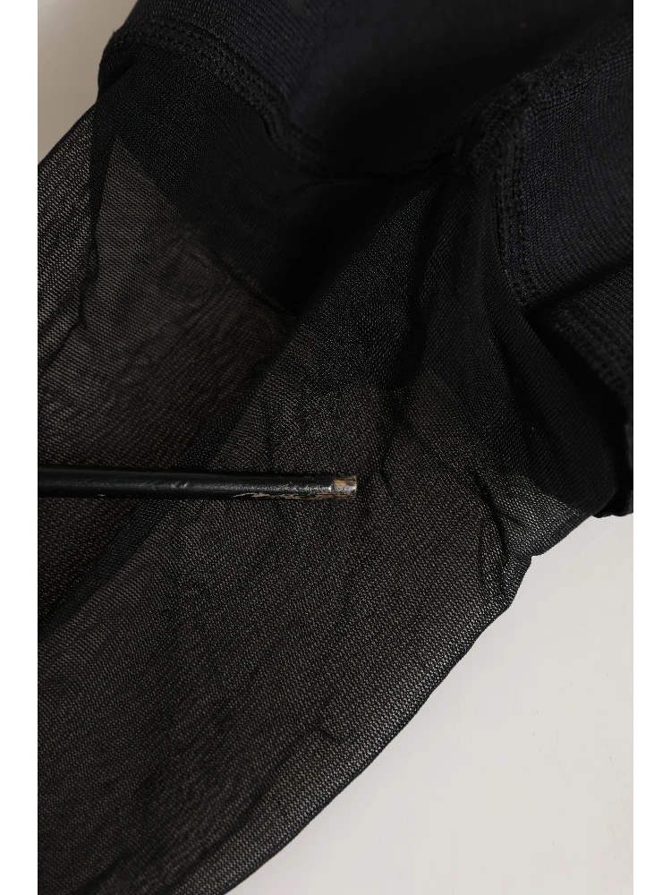 Black Nylon Logo Calf Long Women Accessory Socks