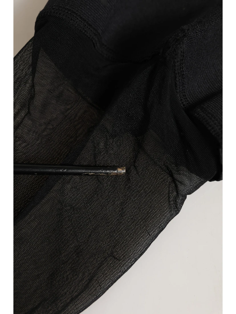 Black Nylon Logo Calf Long Women Accessory Socks