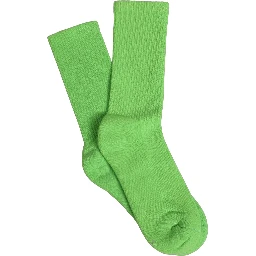 Green Cotton Ribbed Mid Calf Women Accessory Socks